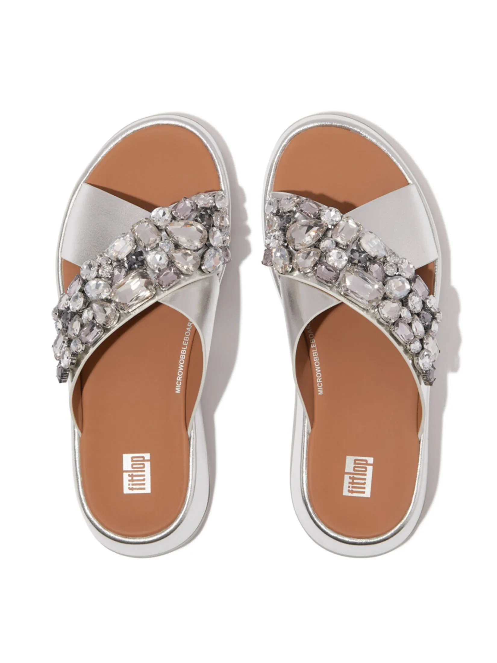 FitFlop™ WOMEN'S F-MODE JEWEL-DELUXE CROSS SILVER