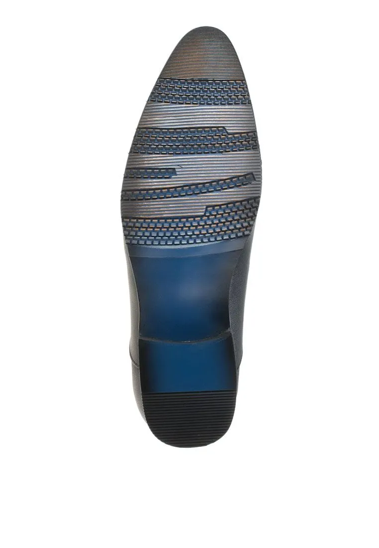 LUIGI BATANI Black Saffiano Pointed Formal Slip Ons