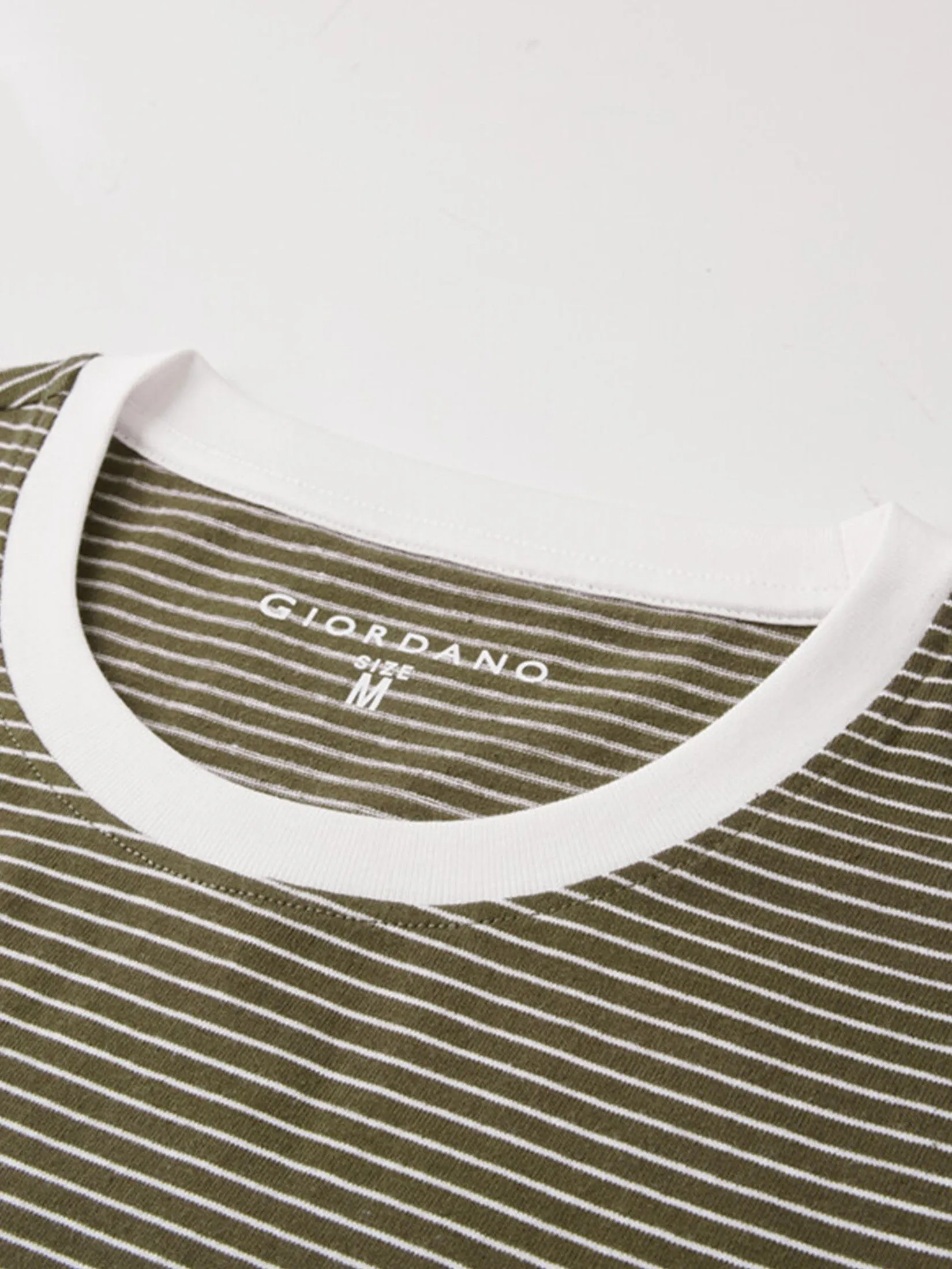 GIORDANO Women's Beau Monde Stripe Patchwork T-shirt Green White
