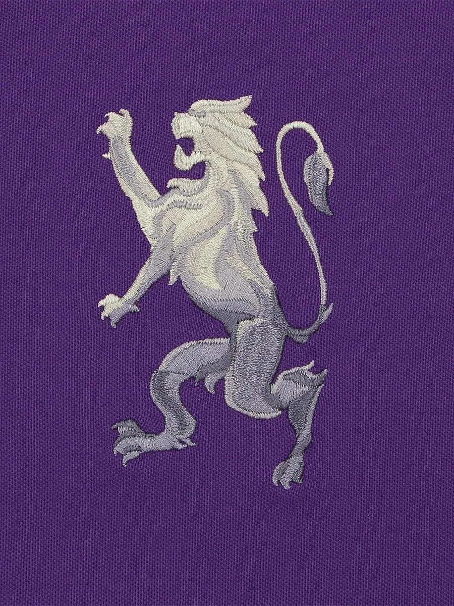 GIORDANO Men's Lycra Pique Embroidery Polo (3D Lion) Plum Purple