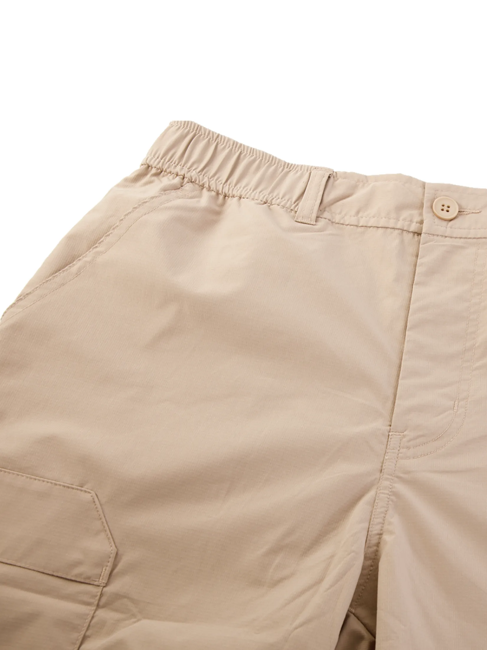 ELLE HOMME Men's Cargo shorts elastic waistband with buttons and zipper W8L276 - Beige
