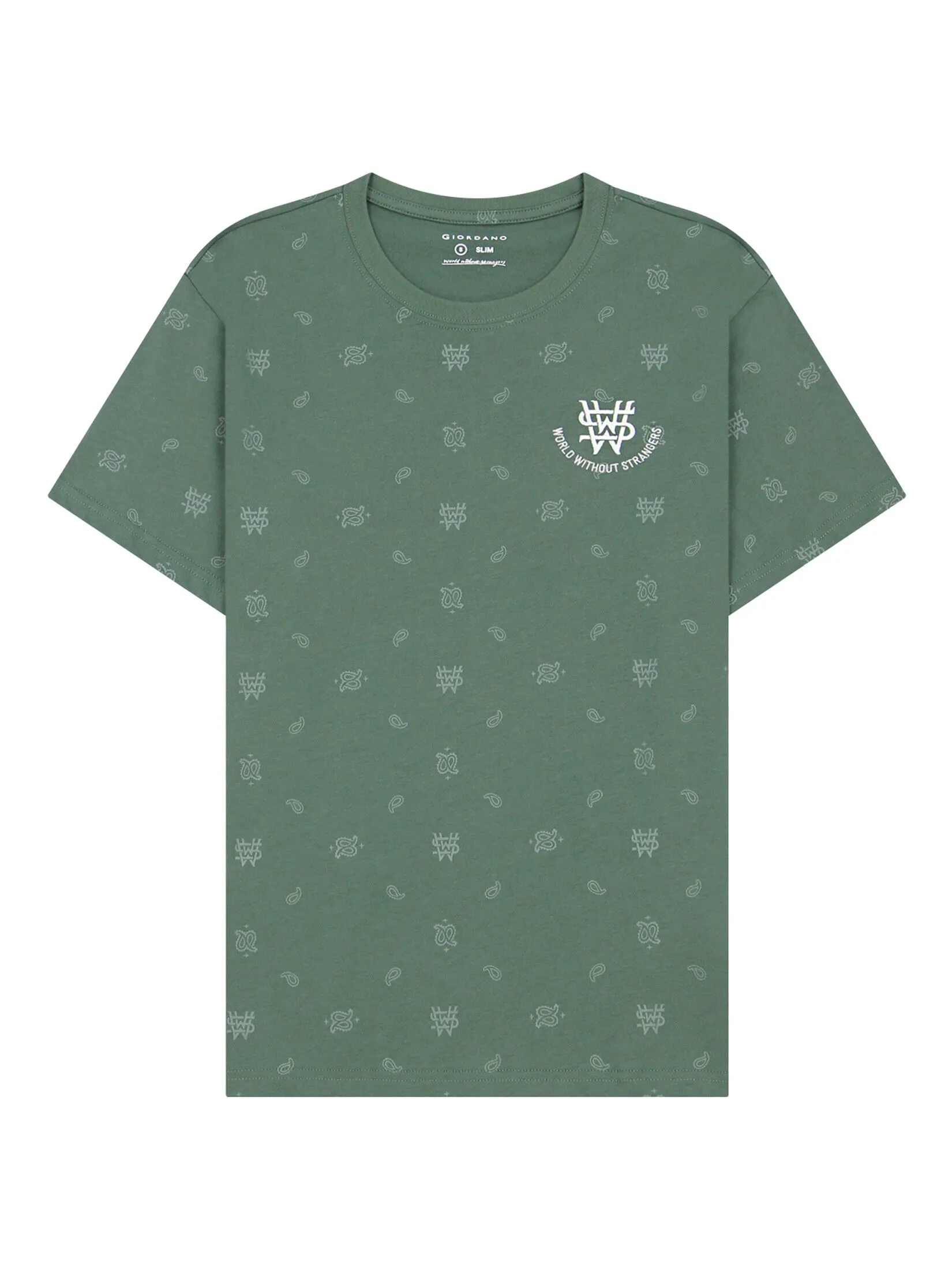 GIORDANO Men's Jersey All Over Printed Tee (WWS)Duck green