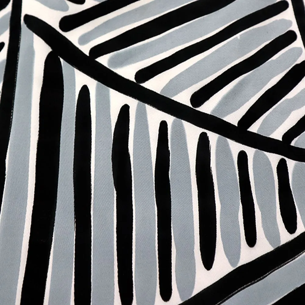 LAGOM Grey Short Pants : Grey  Stripe Pattern Pants