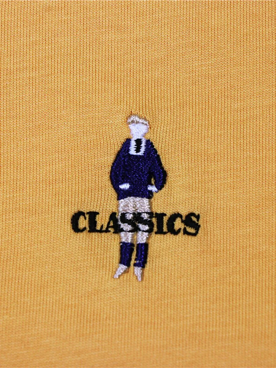 GIORDANO Men's Slim Fit Embroidery Tee (Classic Man) Jolly Yellow