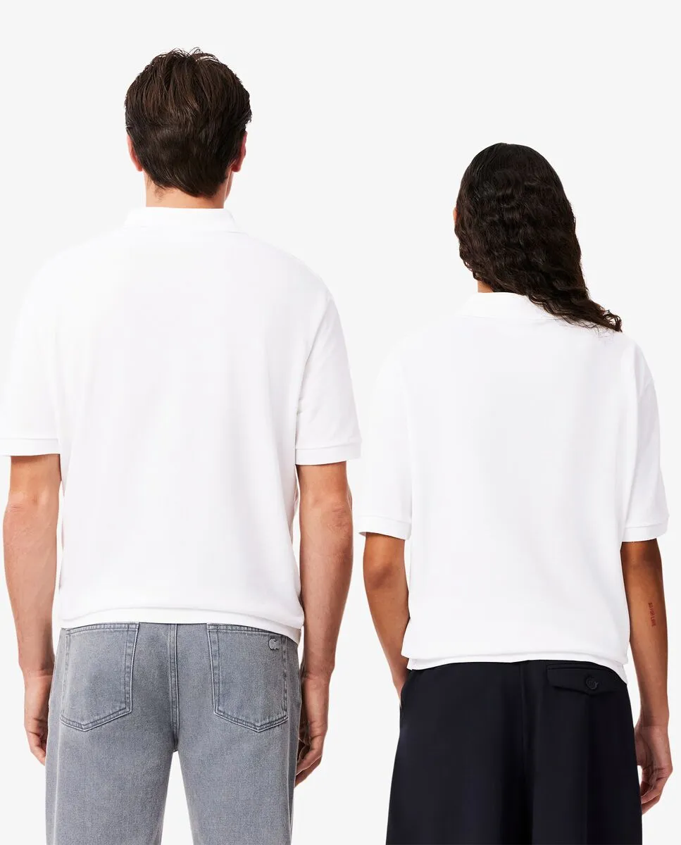 LACOSTE Loose Fit L.12.12 Piqu  Badge Polo Shirt White