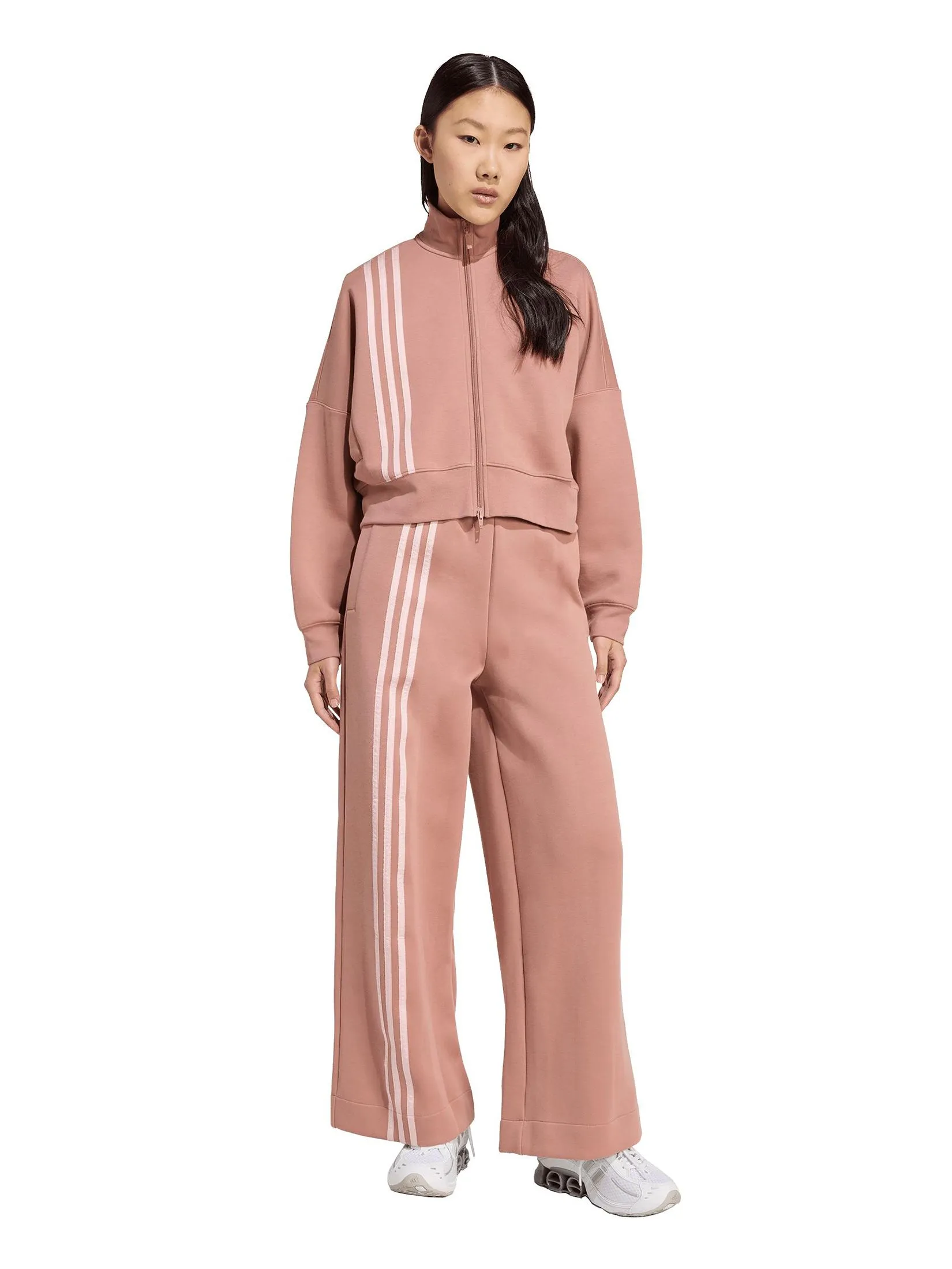 ADIDAS Women Zip Up Off Placed 3-Stripes JW3609 Red / Warm Clay