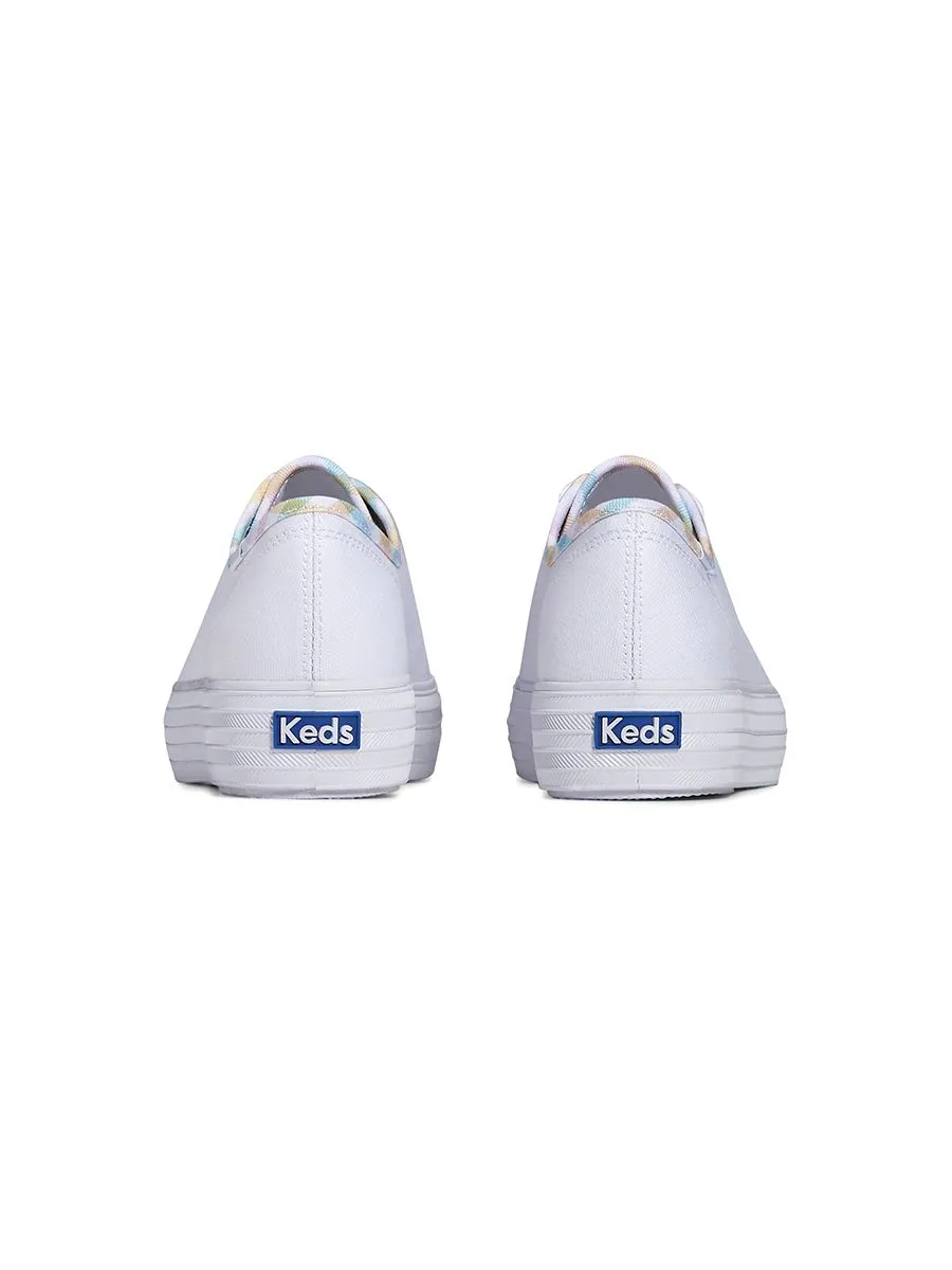 KEDS Women Triple Kick Canvas Gingham Binding White
