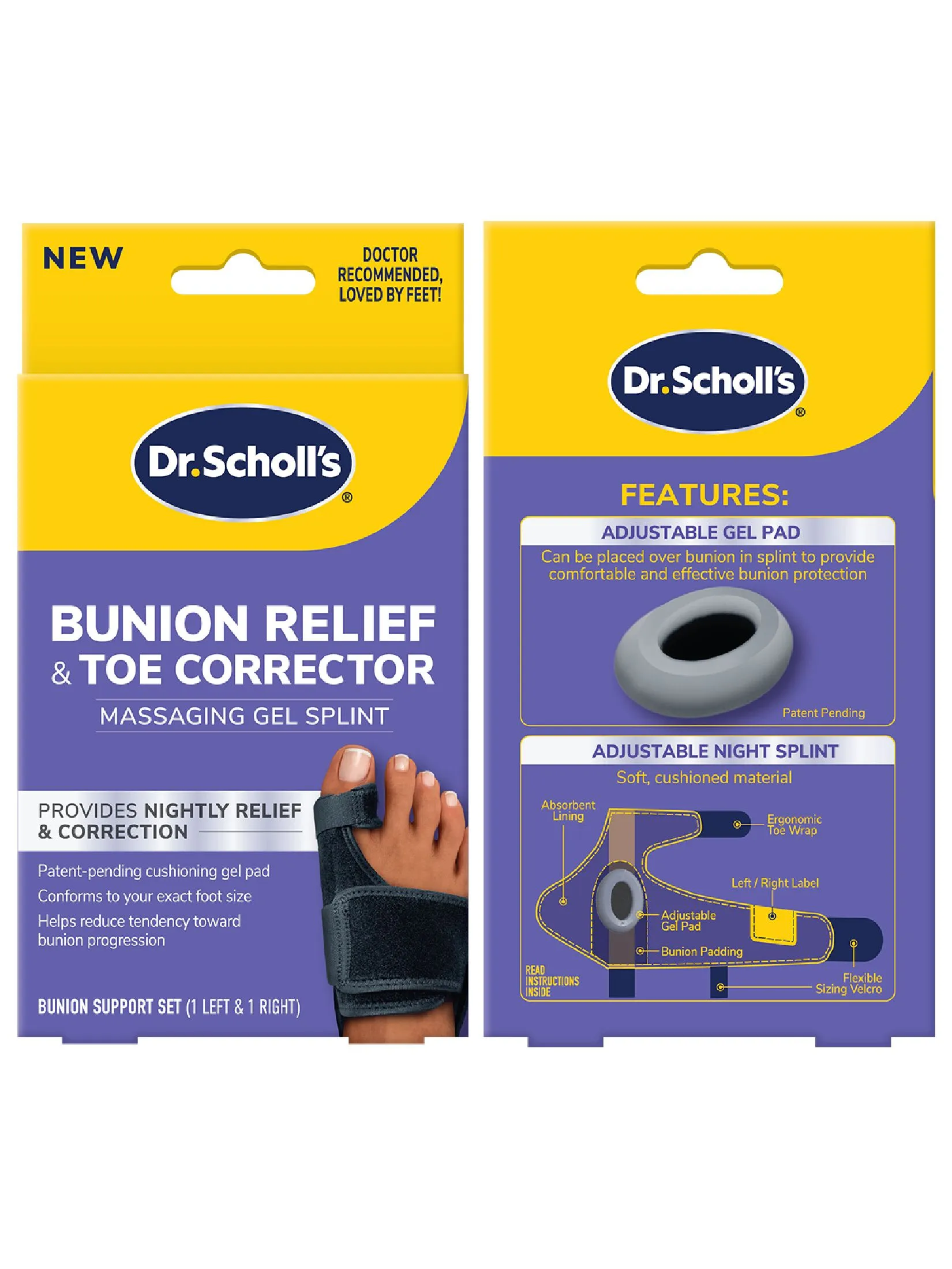 SCHOLL Dr.Scholl's Bunion Relief and Toe Corrector Massaging Gel Splint
