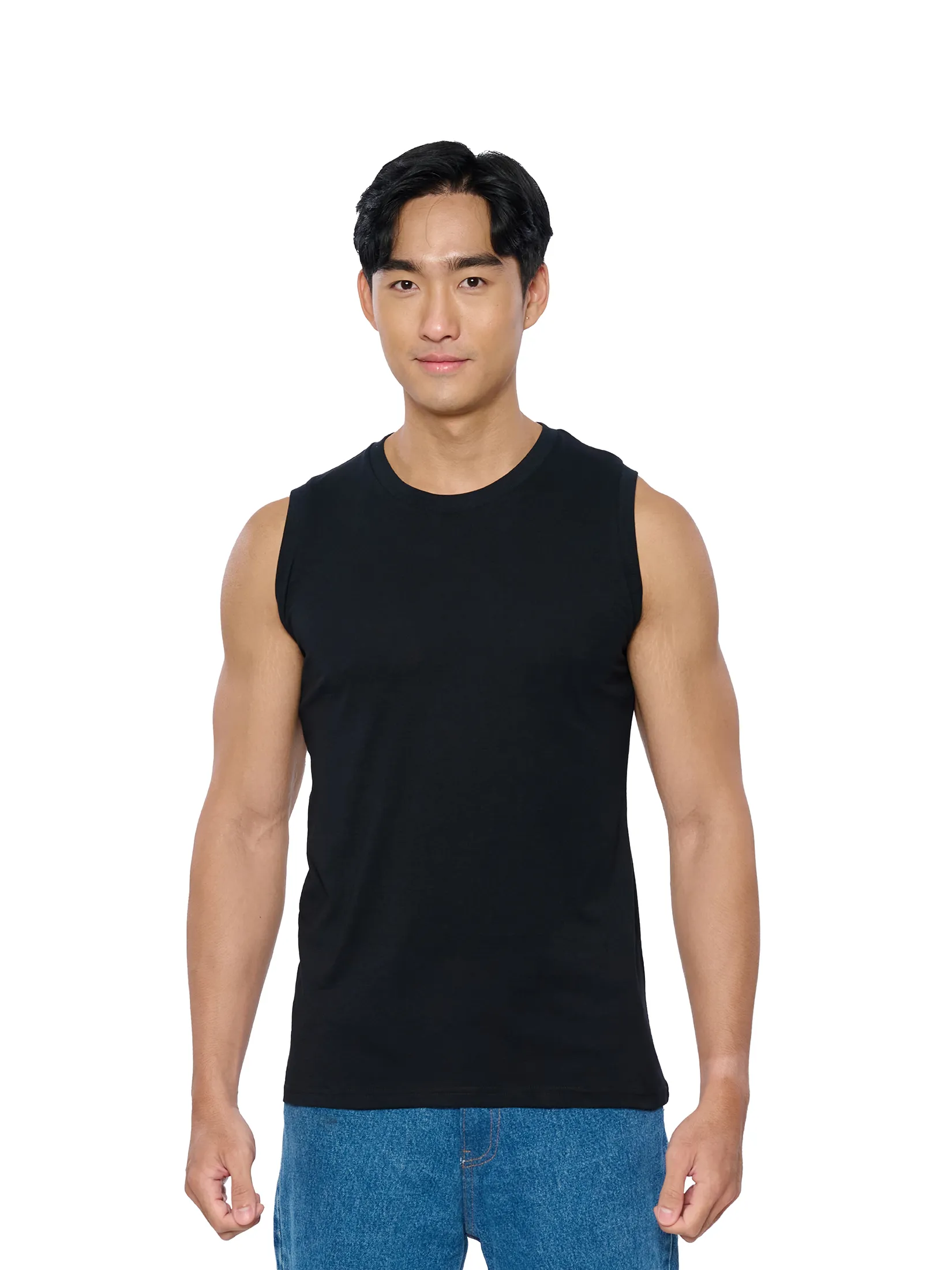 DOUBLE GOOSE Black sleeveless Classic style cotton 100%