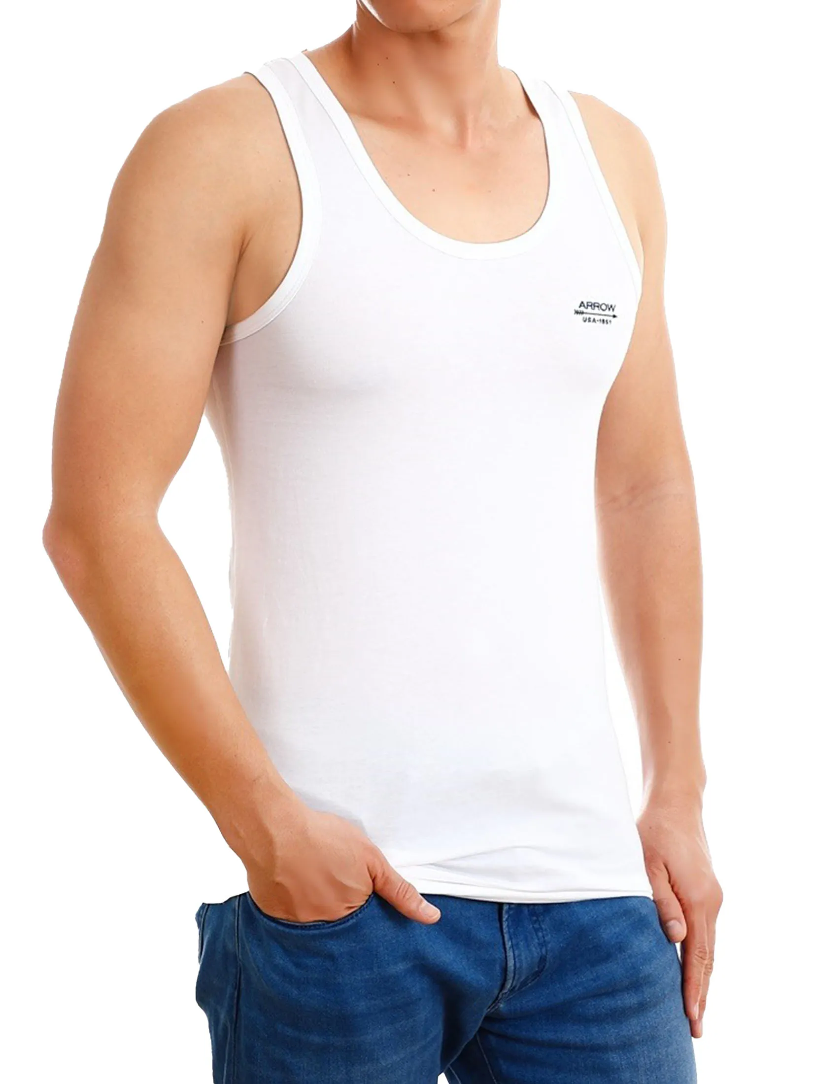 ARROW Men s Tank Top Cotton Jersey MXWY91F-WH White