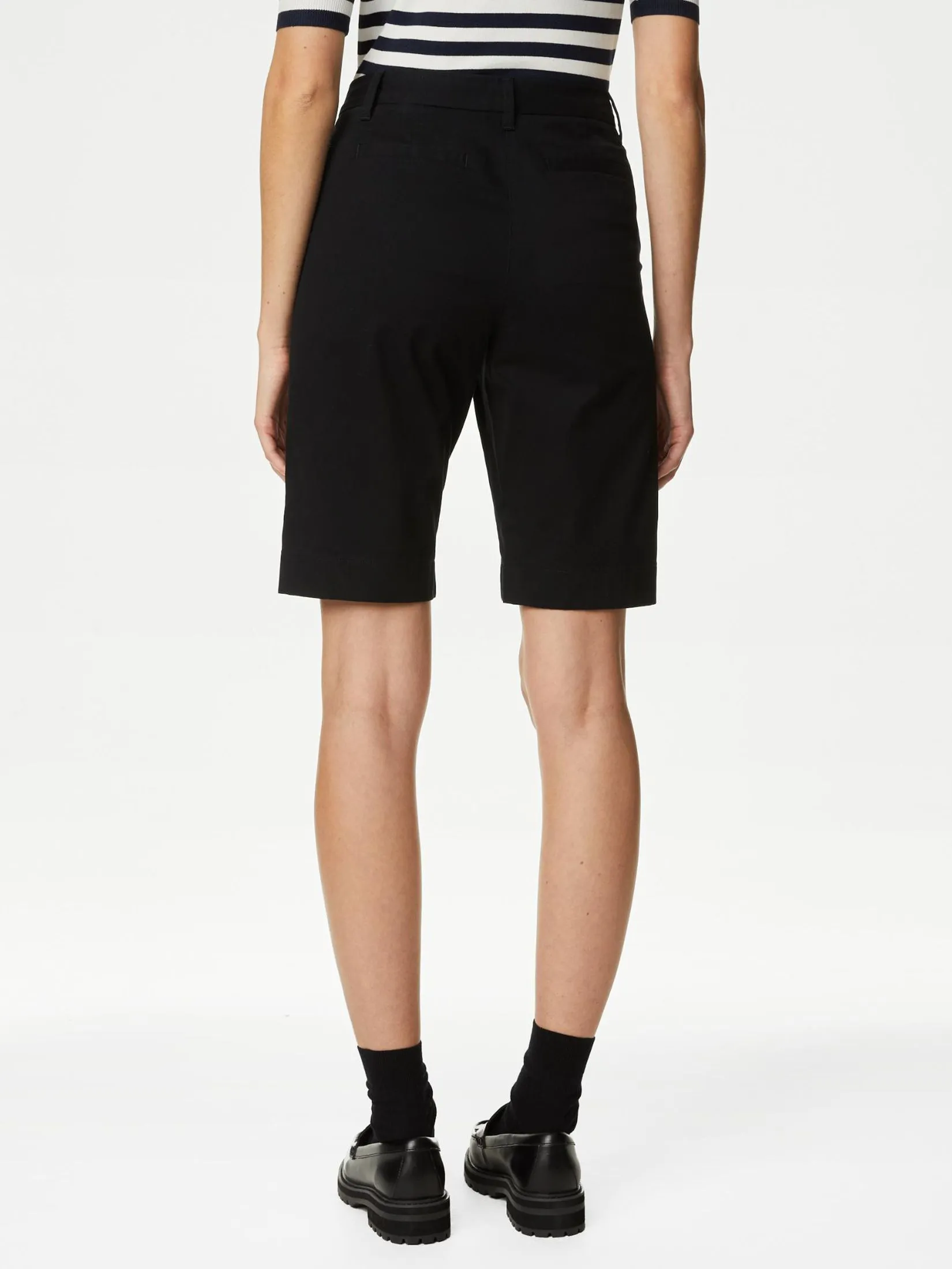 MARKS & SPENCER Women Chino Shorts High Waisted Cotton Rich