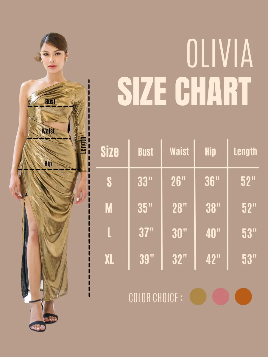 ROSE THE LABEL Gold-Olivia metallic dress