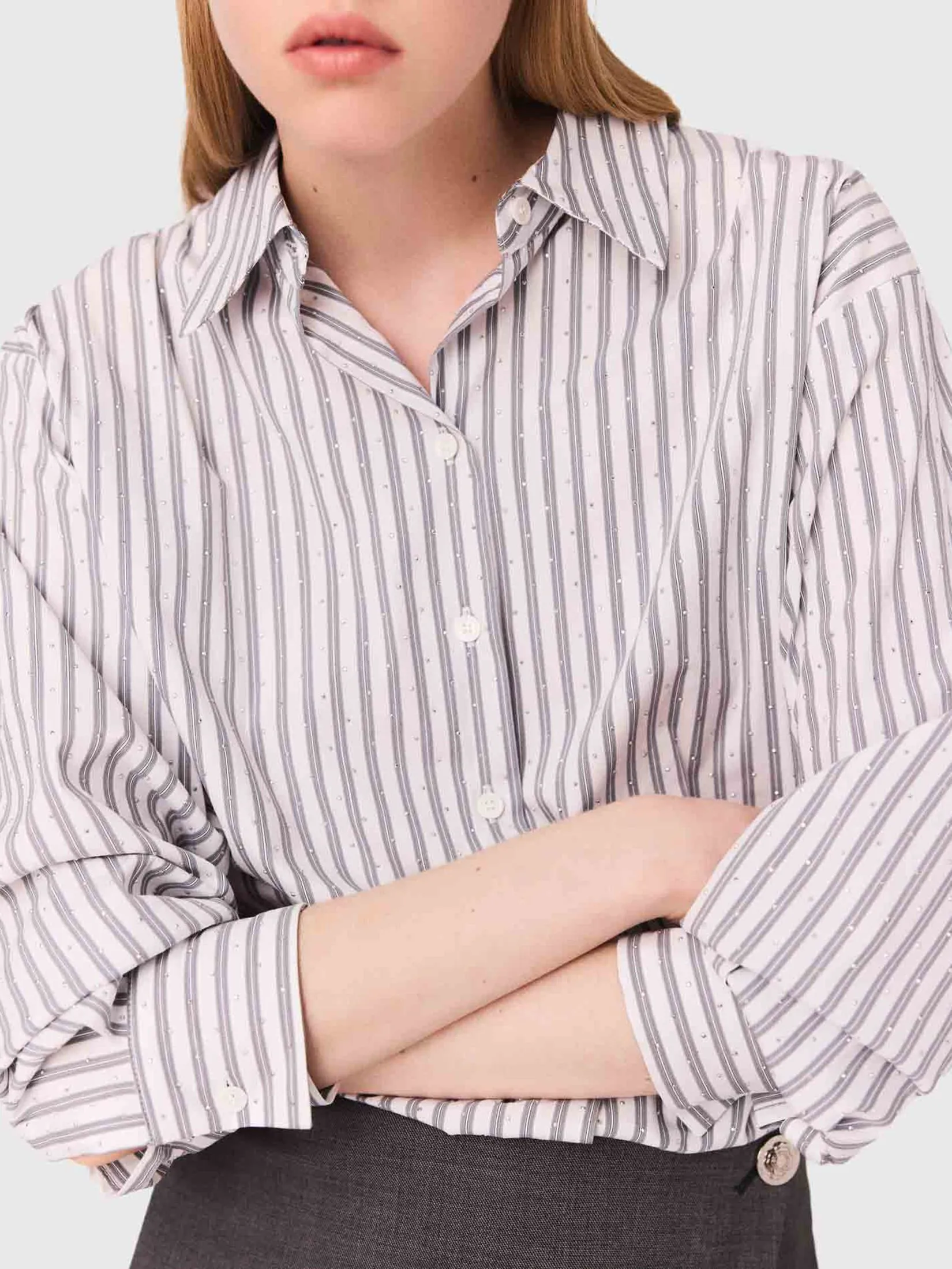 MAJE Women Dress Rhinestone 2-In-1 Cotton