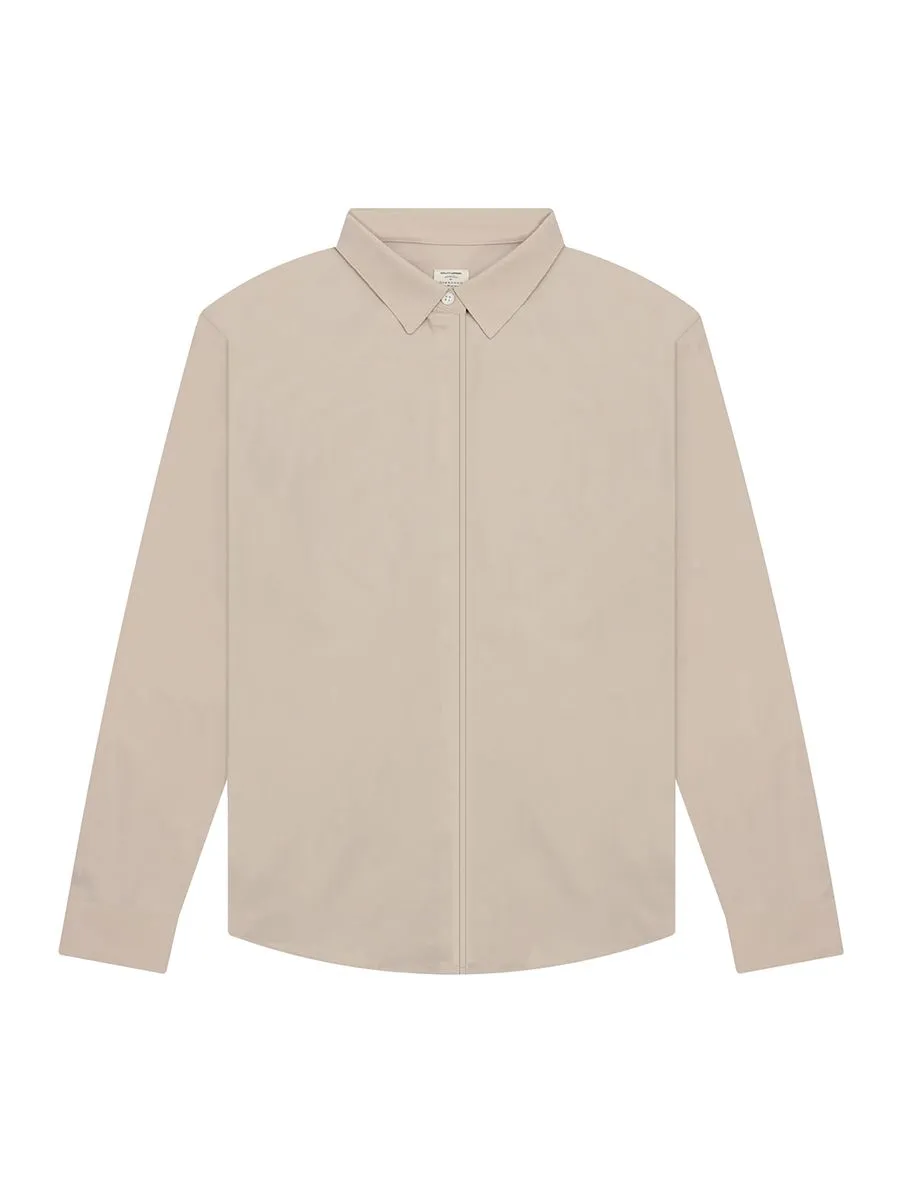 GIORDANO Women's Twill Acute Collar Shirt  Khaki