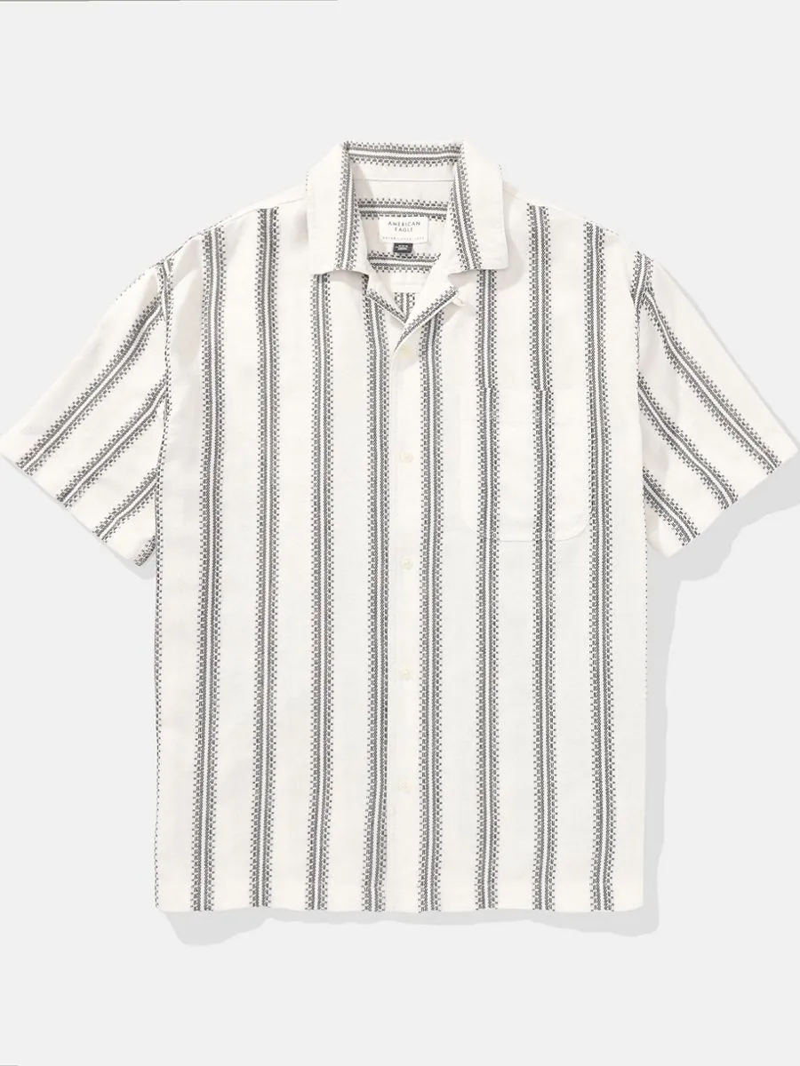 AMERICAN EAGLE MEN IAGO DOBBY SS OVERSIZED CAMP COLLAR IAGO DOBBY SHIRT 113 ORIGINAL