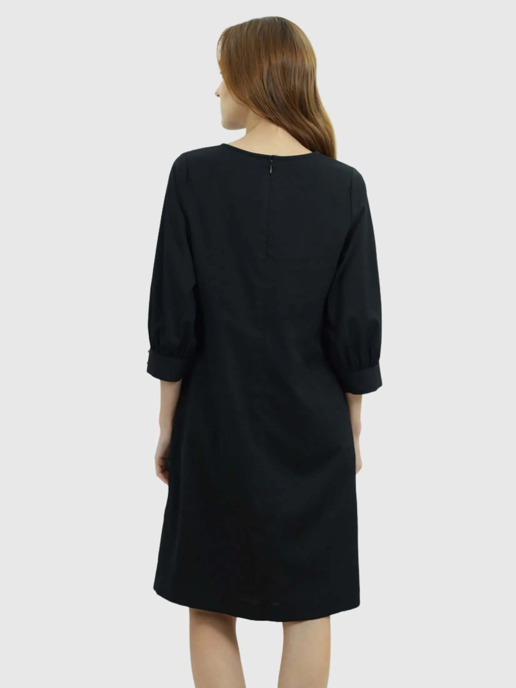 VERONIQA Women Dress Long Sleeves Dobby Black