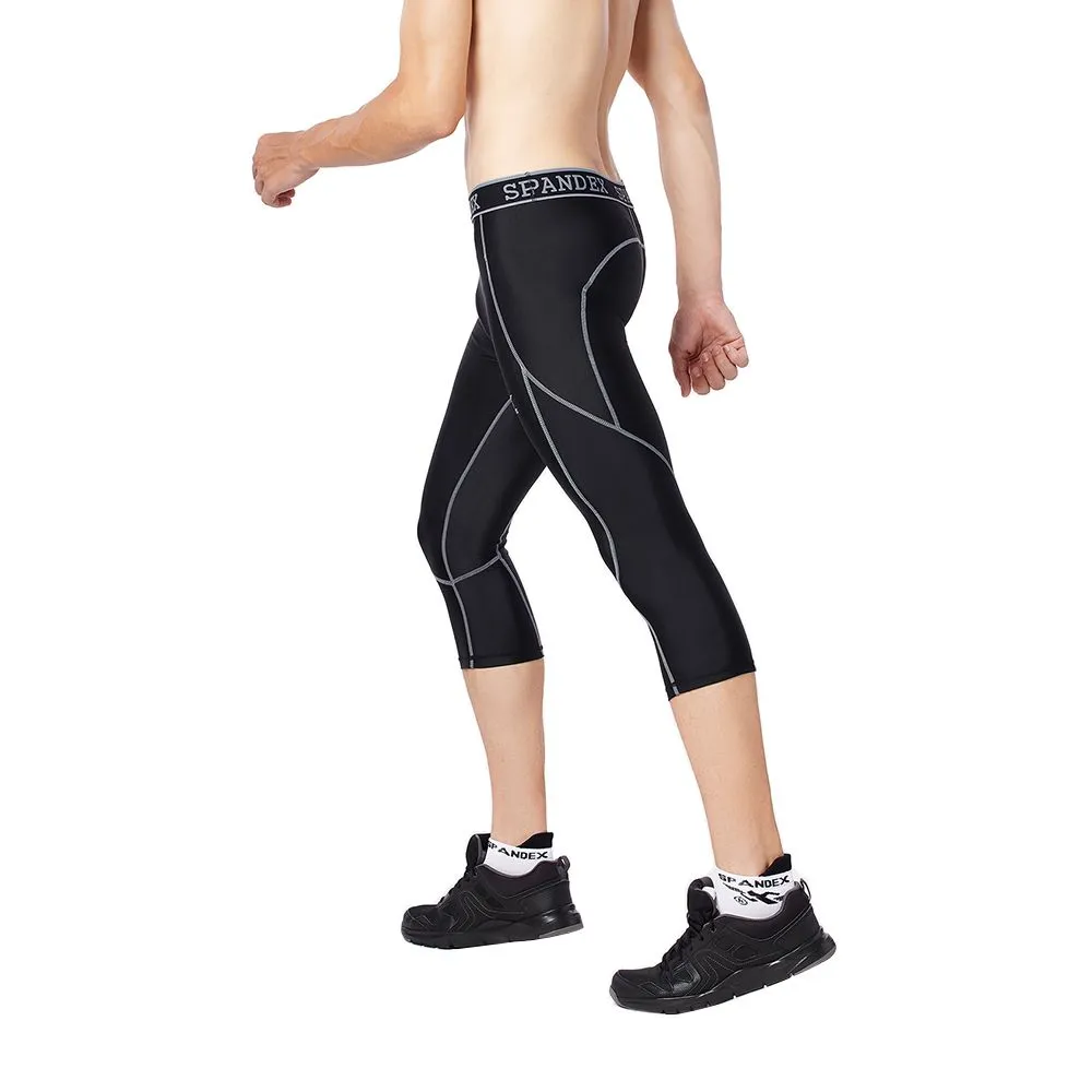 SPANDEX Black/Grey-HP002-Compression 3/4 pants