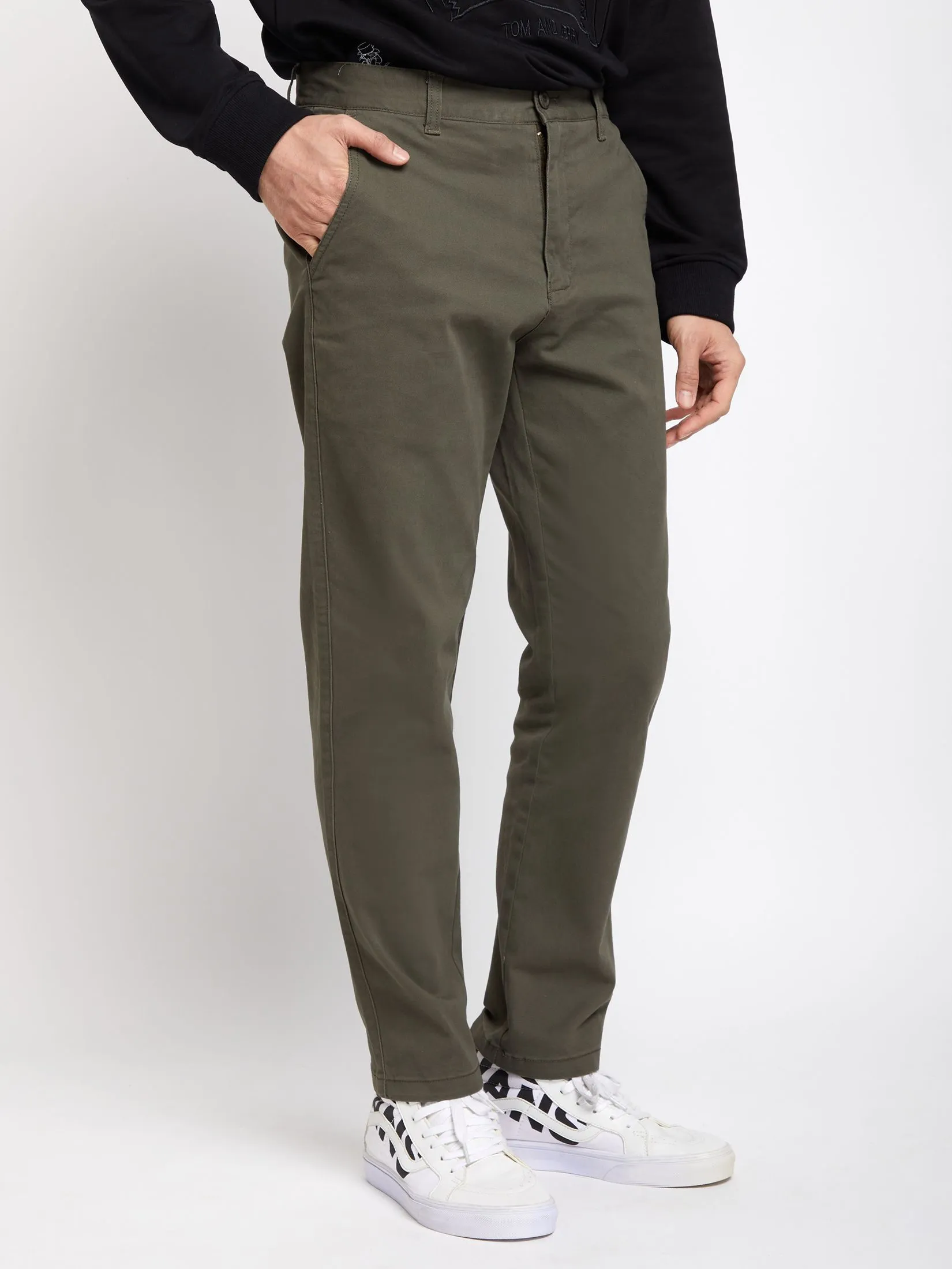 PACIFIC UNION Men Pants Basic Regular Fit Dark Khaki