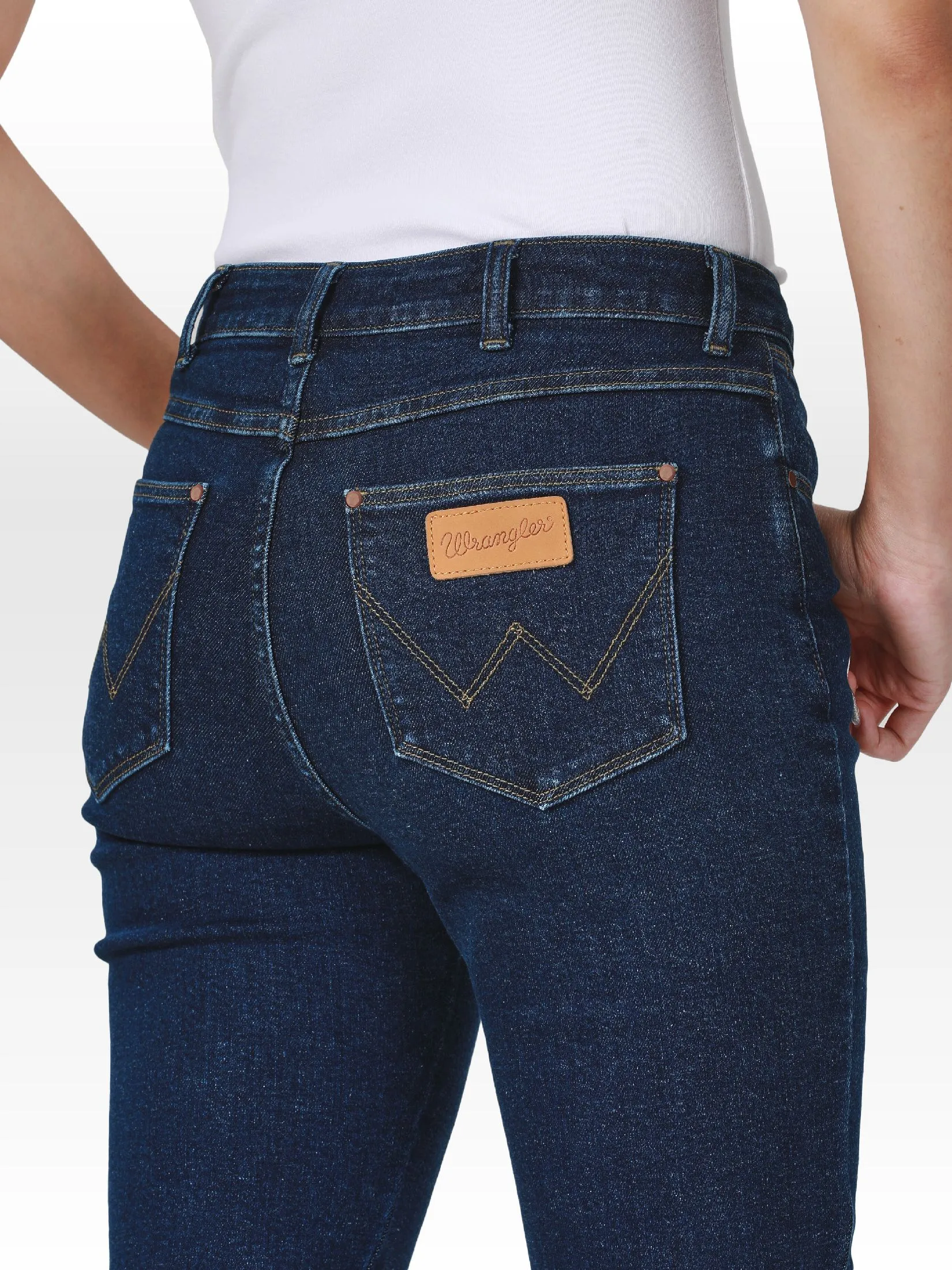 WRANGLER Women's Jeans Mid Slim Fit Mid Indigo