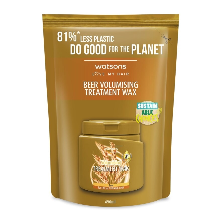 Watsons Treatment Wax Beer for Fine or Thinning Hair 490ml.(Refill)