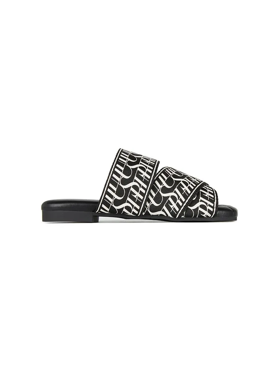 SHU WOMEN  PALETTE SOFT SIGNET ON CANVAS SANDALS - BLACK