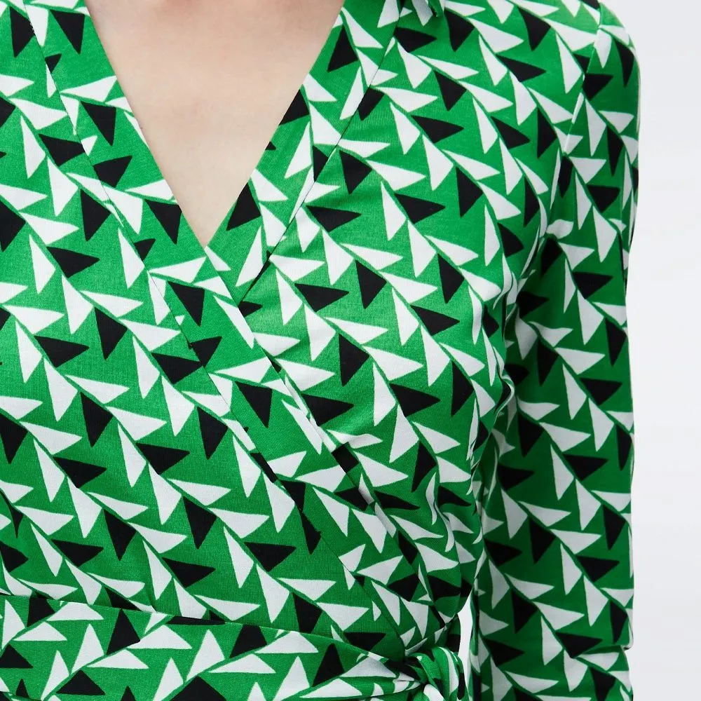 DIANE VON FURSTENBERG DVF NEW JEANNE TWO DRESS SHIFTED WINGS GREEN