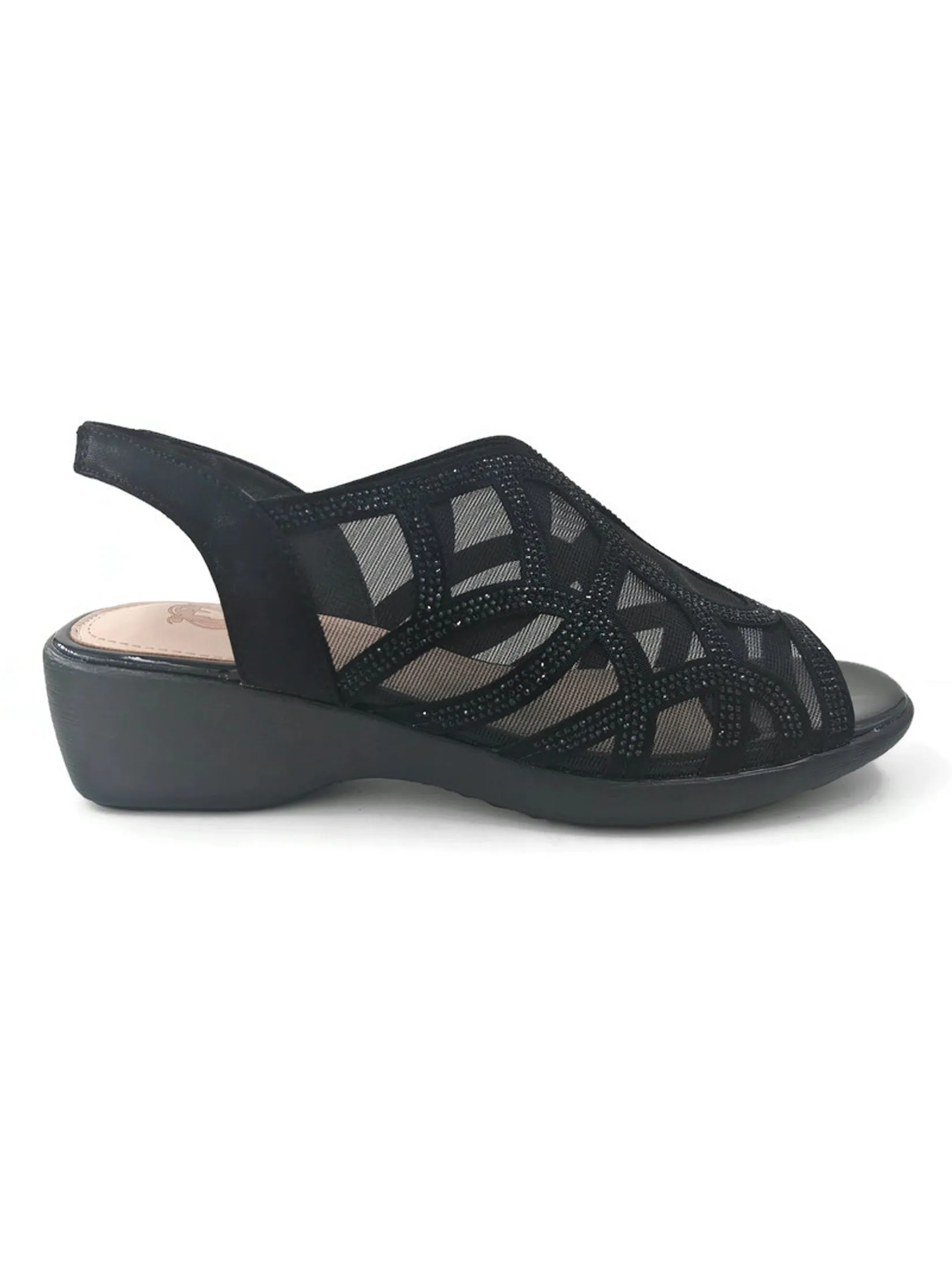 KLIN Woman Wedges Sling-Back Style Black