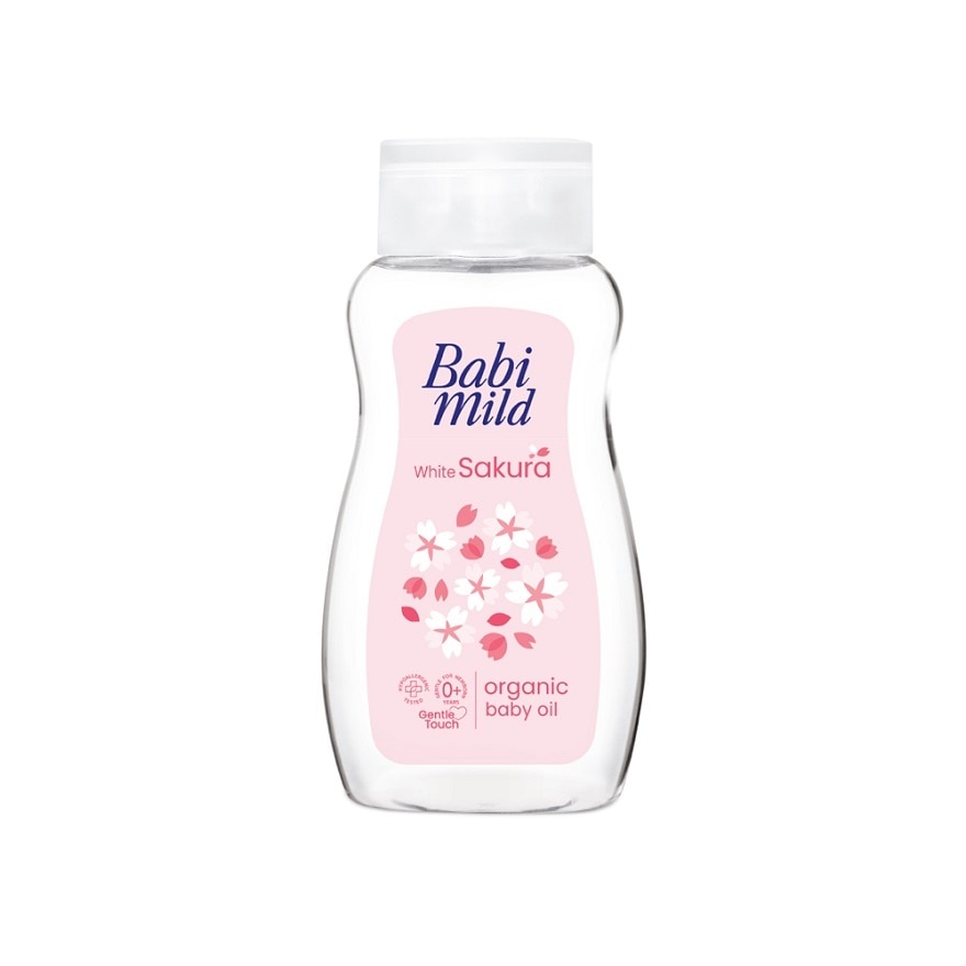 Babi Mild Baby Oil White Sakura Organic 100 Ml. ออยล์บำรุงผิว - Pink