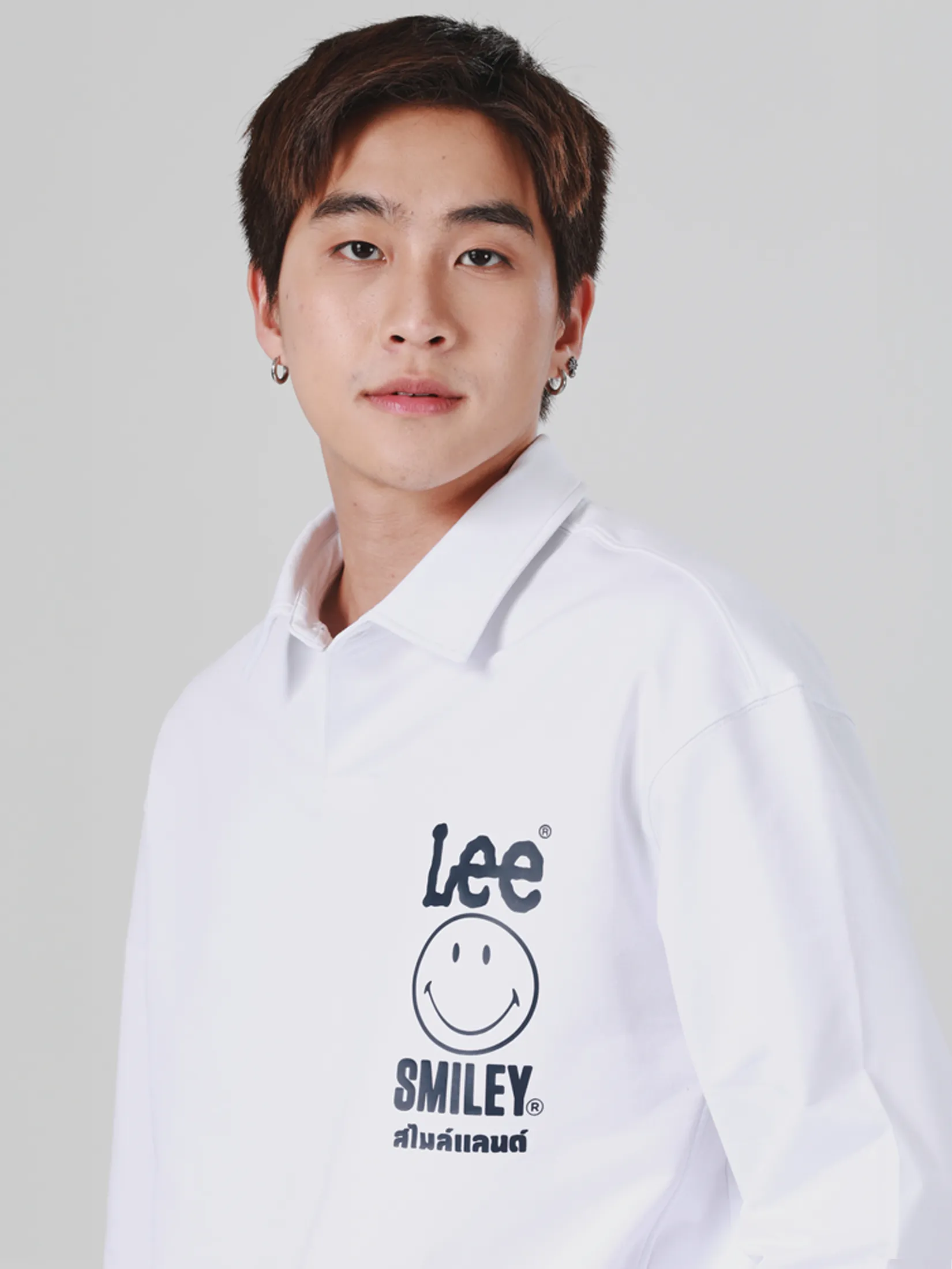 LEE Men s Sweatshirt Lee Smiley Collection Comfort Fit White