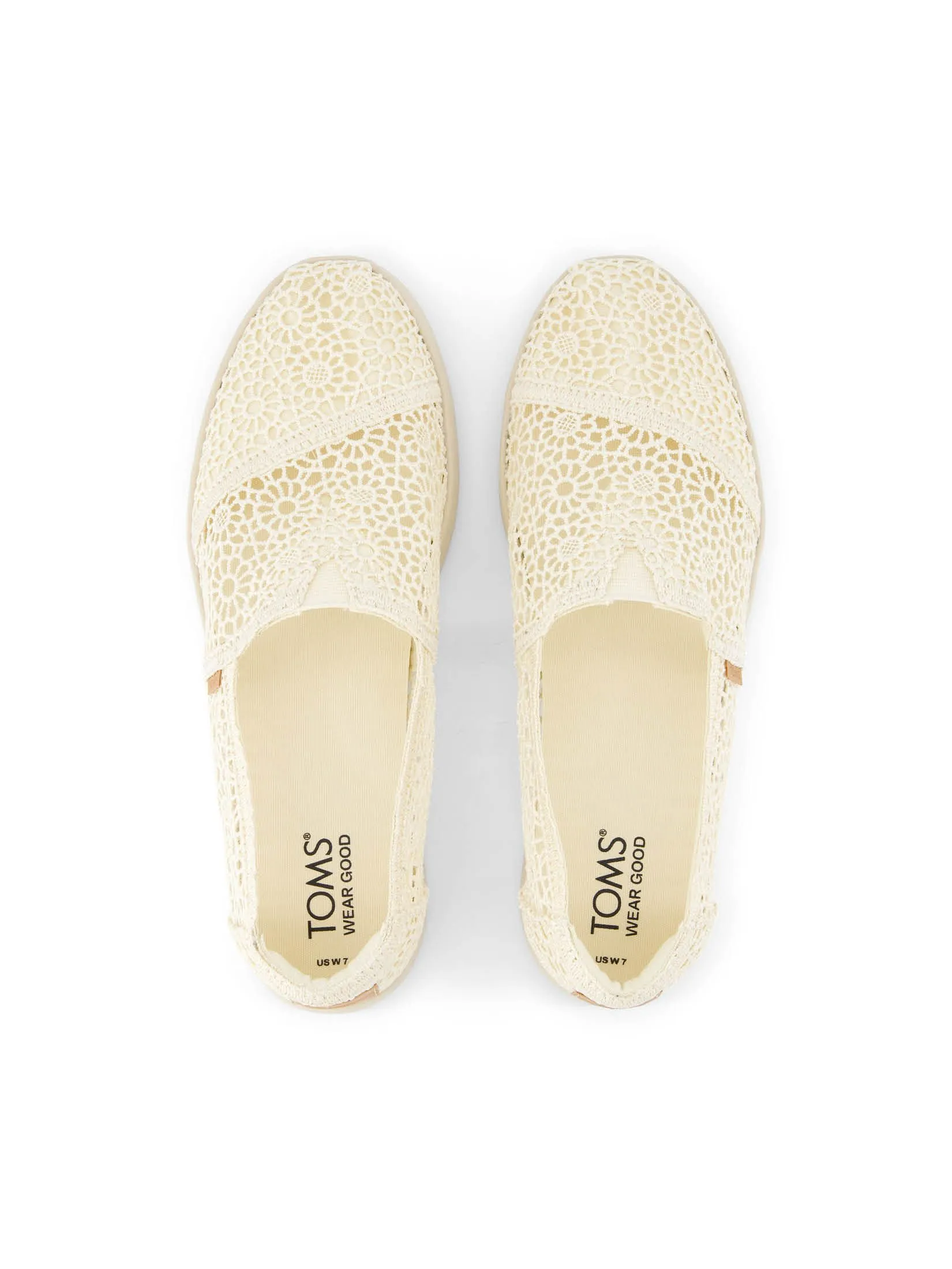 TOMS Women Shoe Slip On Alpargata Plus Natural Moroccan Crochet