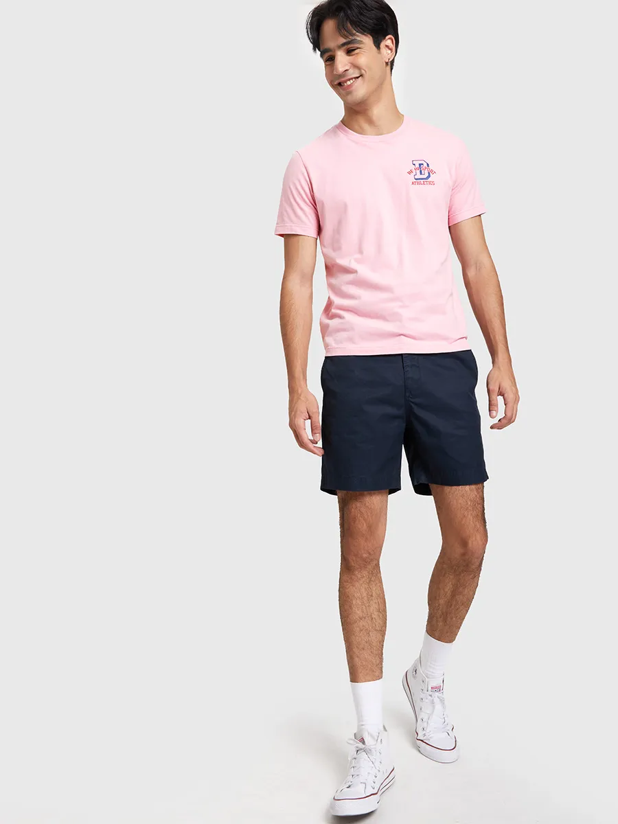 DEFRY 01 Men T-Shirt Short Sleeves Round Neck Printed Pink