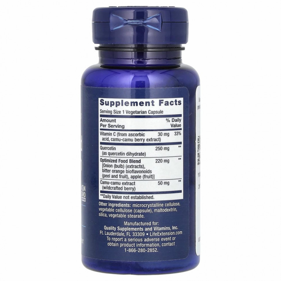 Life Extension, оптимизированный кверцитин, 250 мг, 60 вегетарианских капсул