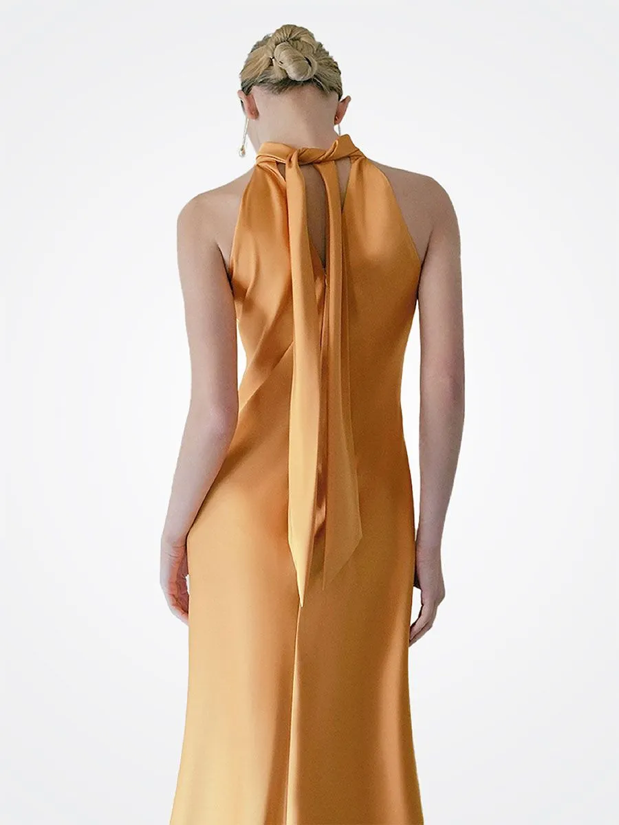 GOUDINRQC Women Glow of Glory Evening Dress Yellow Gold Elegance