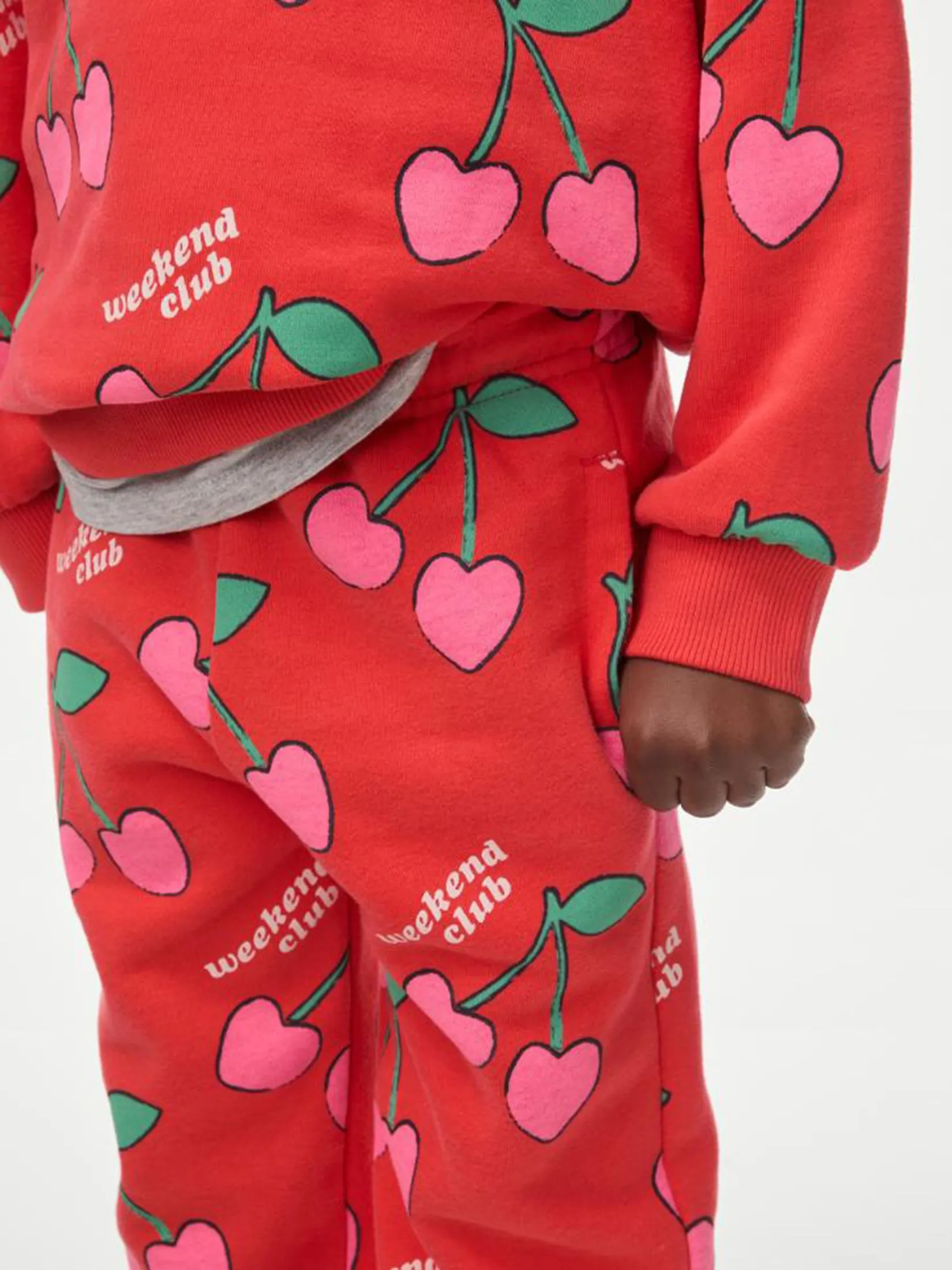 MARKS & SPENCER KIDS Girl Toddler Joggers Cotton Rich Cherry Print Red