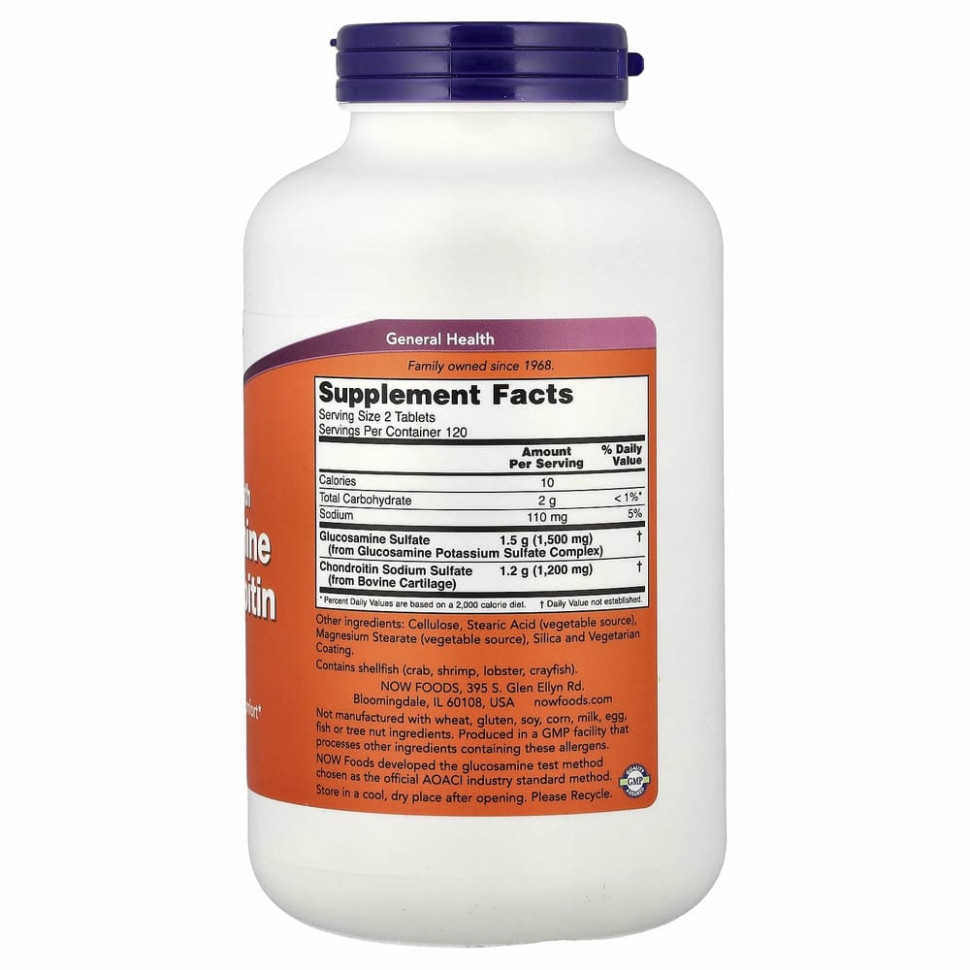 NOW Foods, Глюкозамин и Хондроитин, Усиленное действие, 240 таблеток