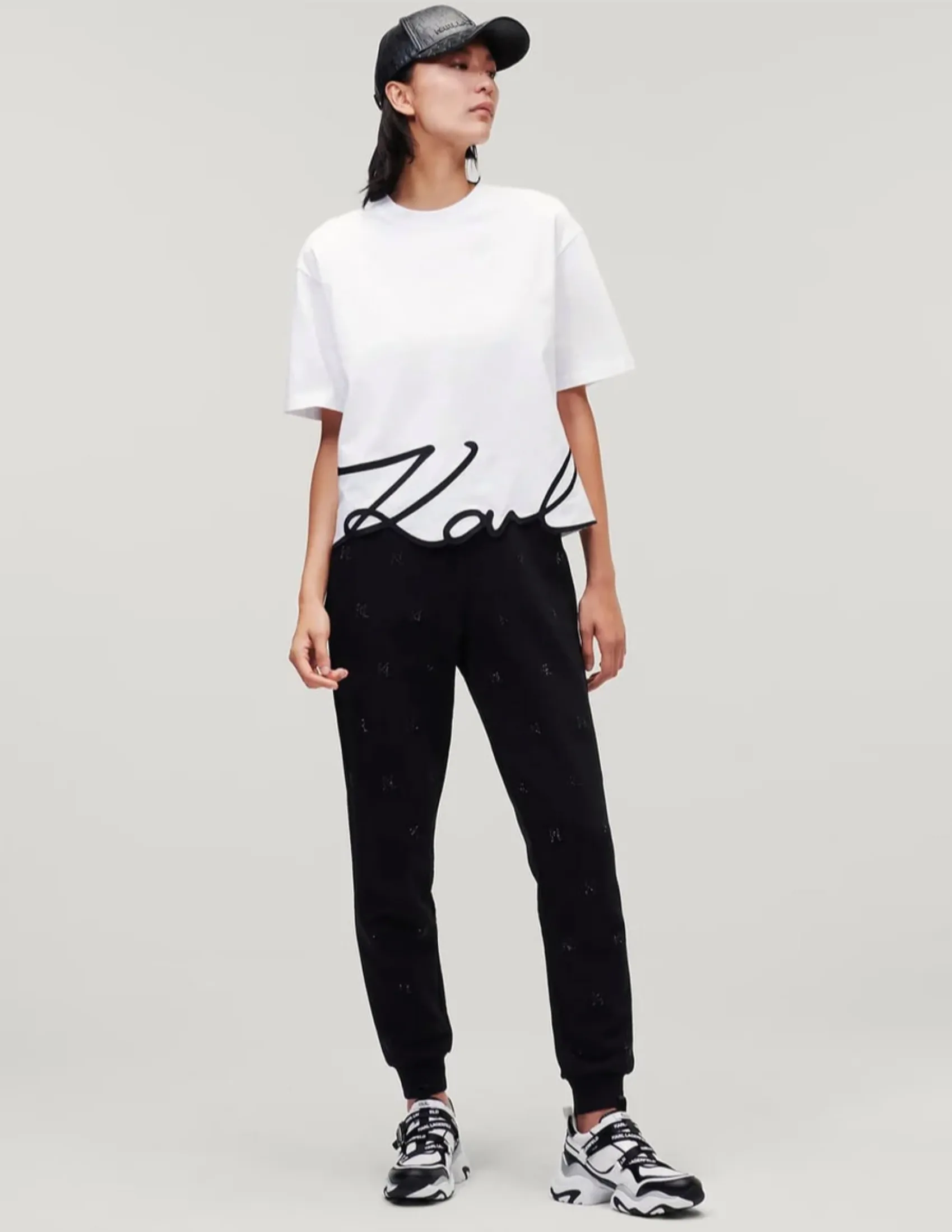 KARL LAGERFELD Karl Signature Hem T-shirt White