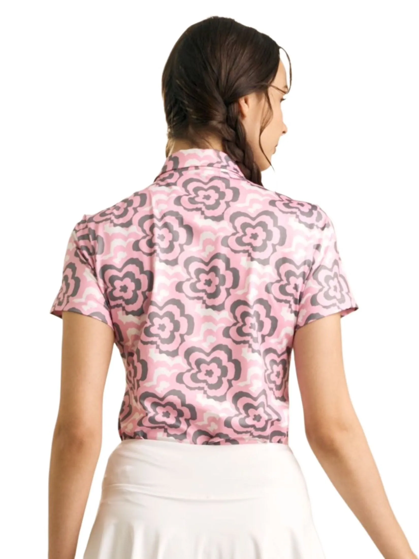 VANESSE Pink WOMEN PASTEL FLOWERS POLO (029083)