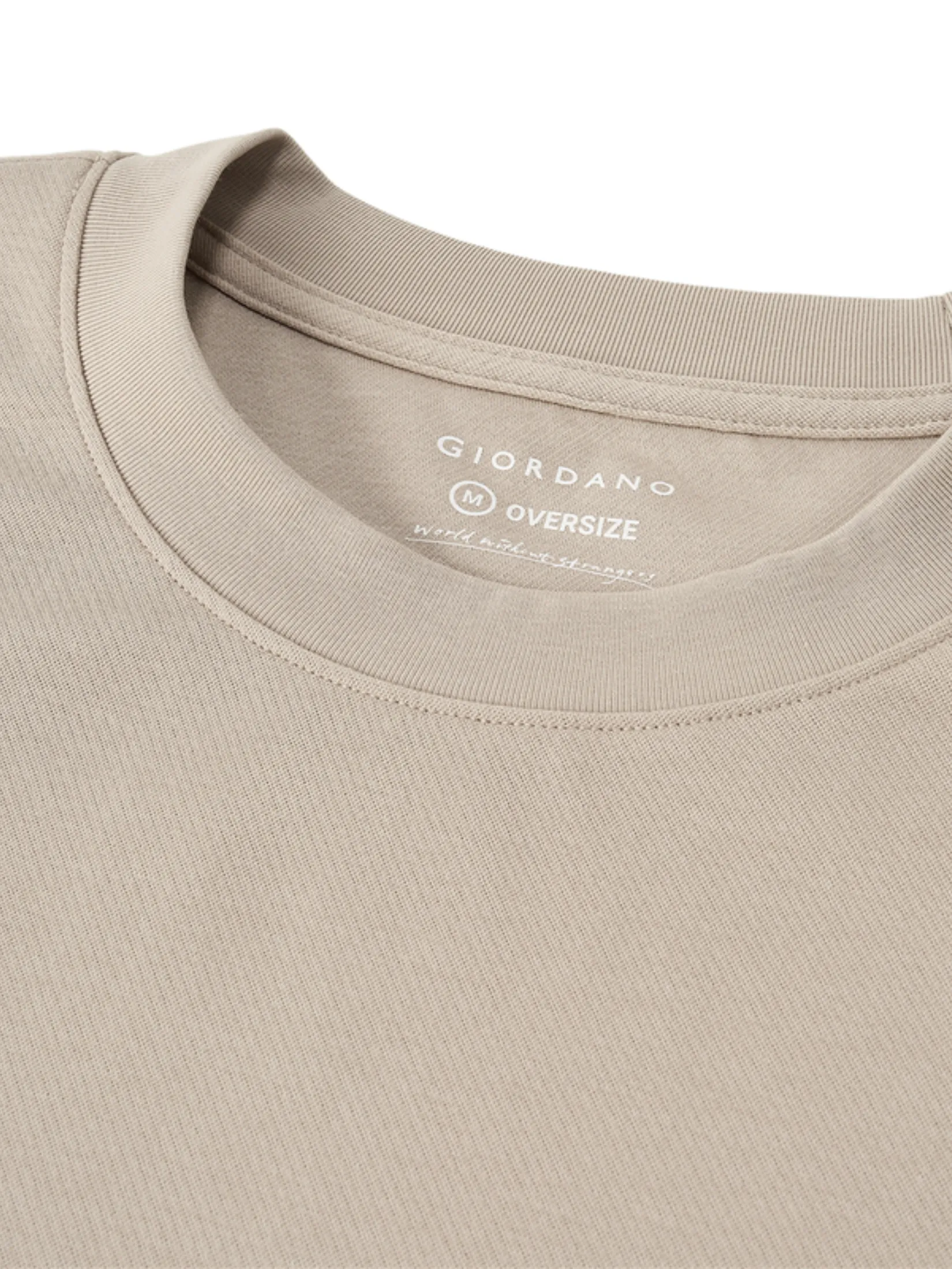 GIORDANO Men s Sorona Jacquard Short Sleeve Oversize Tee Pure Cashmere khaki