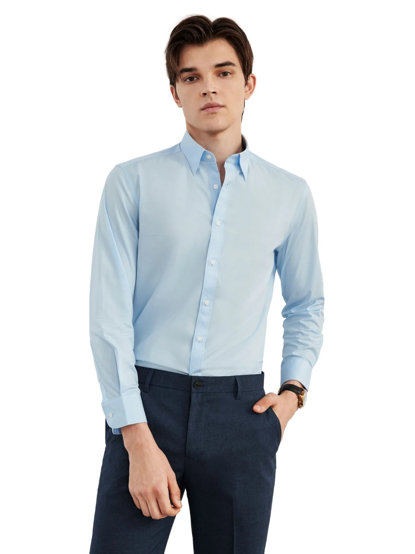 G2000 Men Clothing Easy Care Cotton Blend Shirt  Smart Fit - Blue
