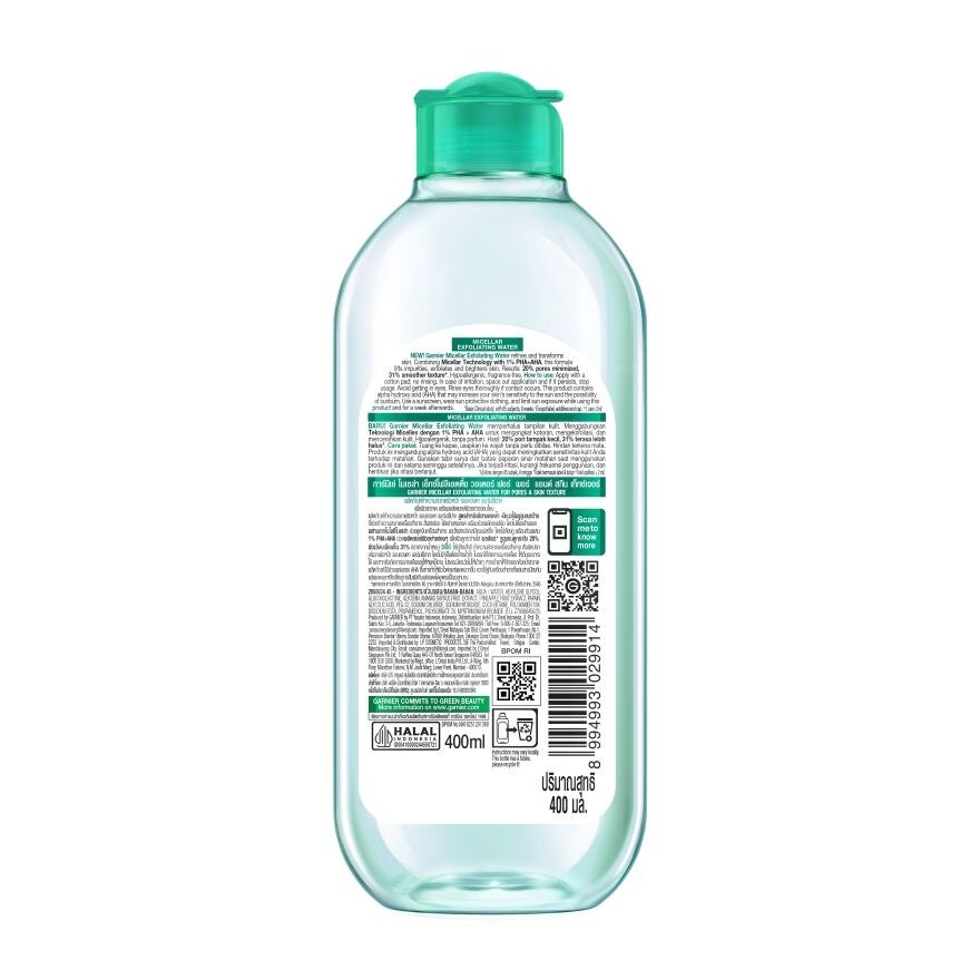 Garnier Micellar Exfoliating Water For Pores  Skin Texture 400 Ml.