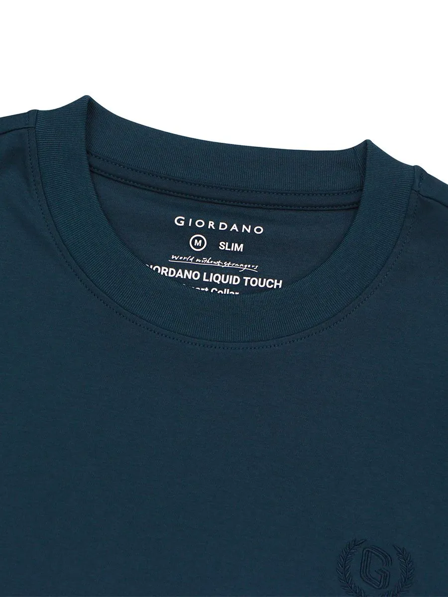 GIORDANO Men's Interlock Embroidery Tee (Liquid Touch)  Emerald green