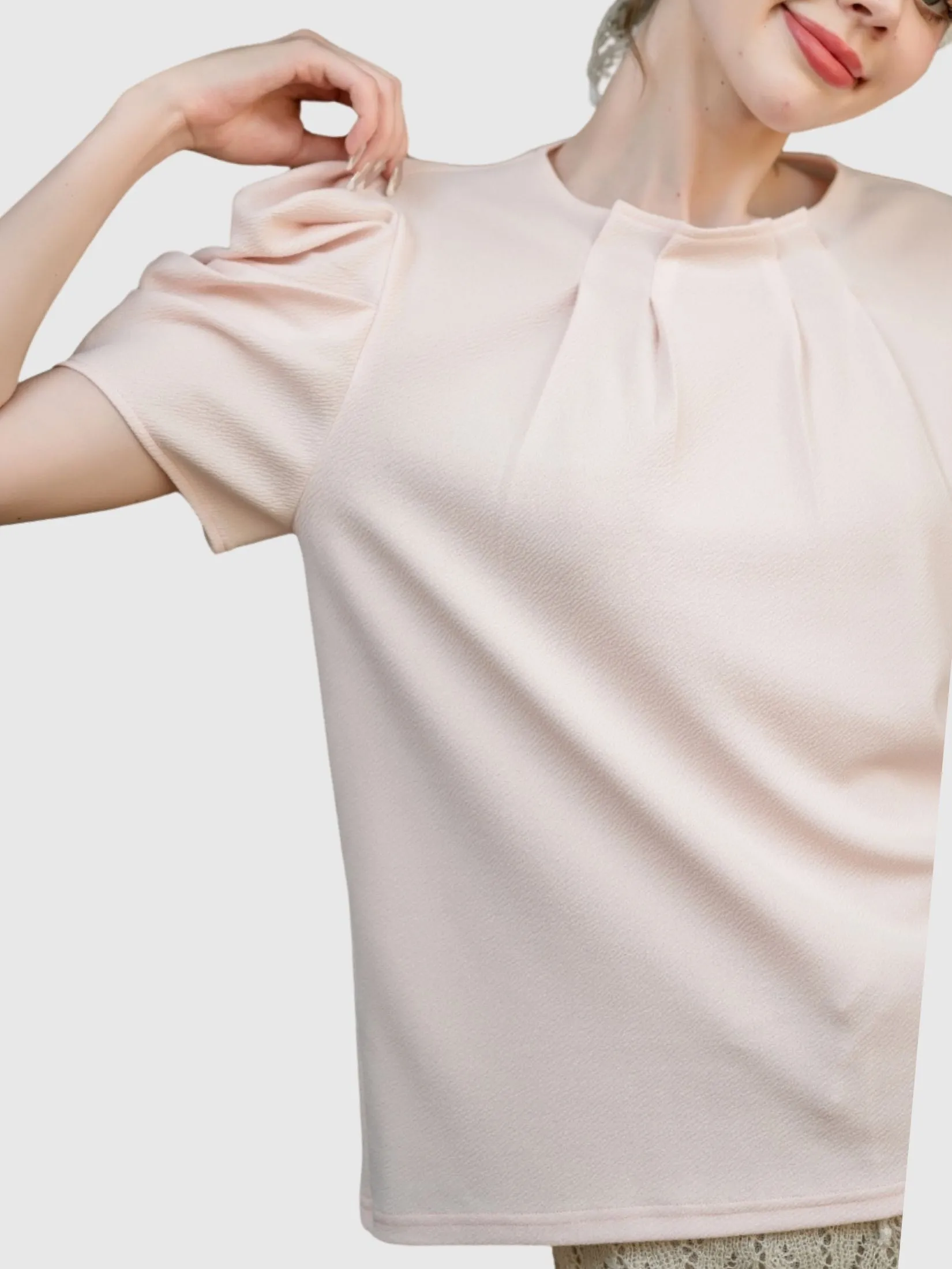 AMILA Women Blouse Short Sleeves Spun PD Rose Red