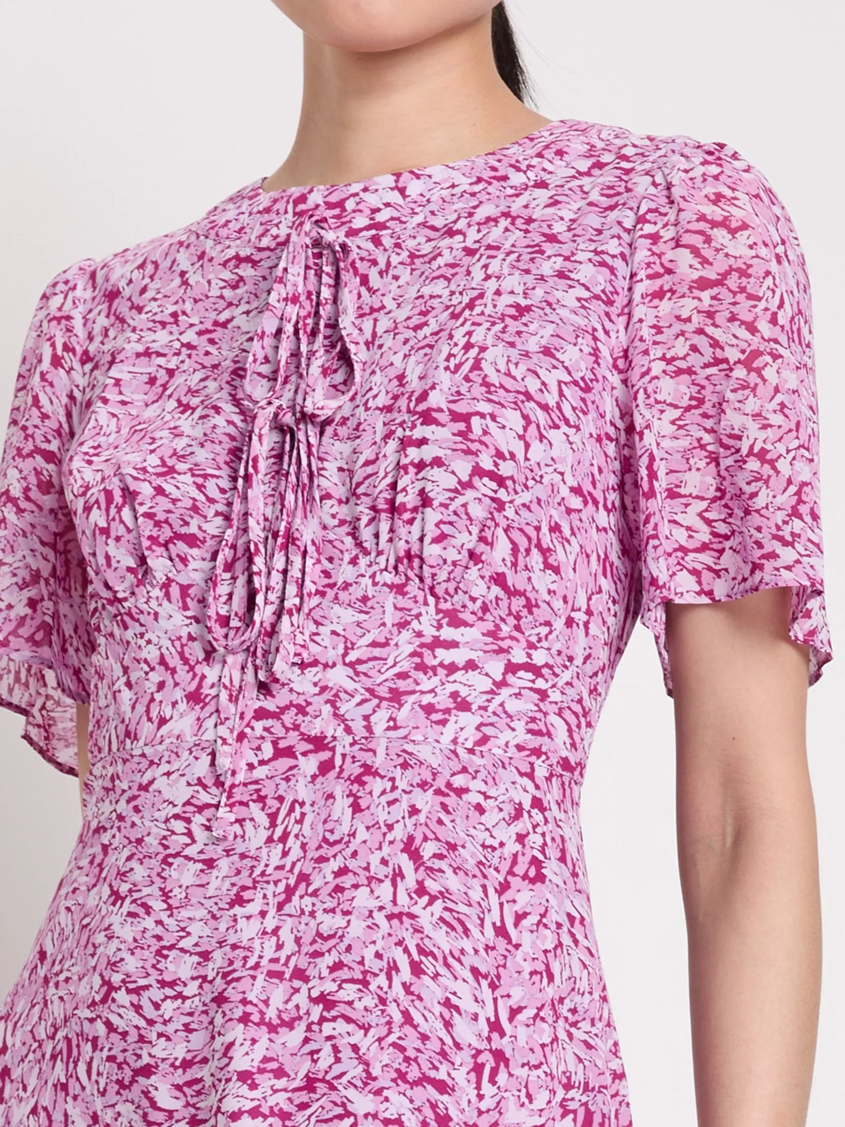 EXPRESSIONS Women Dress Short Sleeves With Front Bow