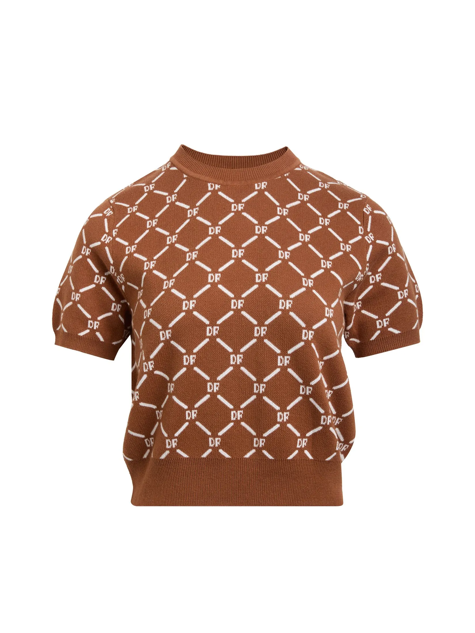 DEFRY 01 Women Blouse Short Sleeves Hem Ribbed 2507EASW081 Brown