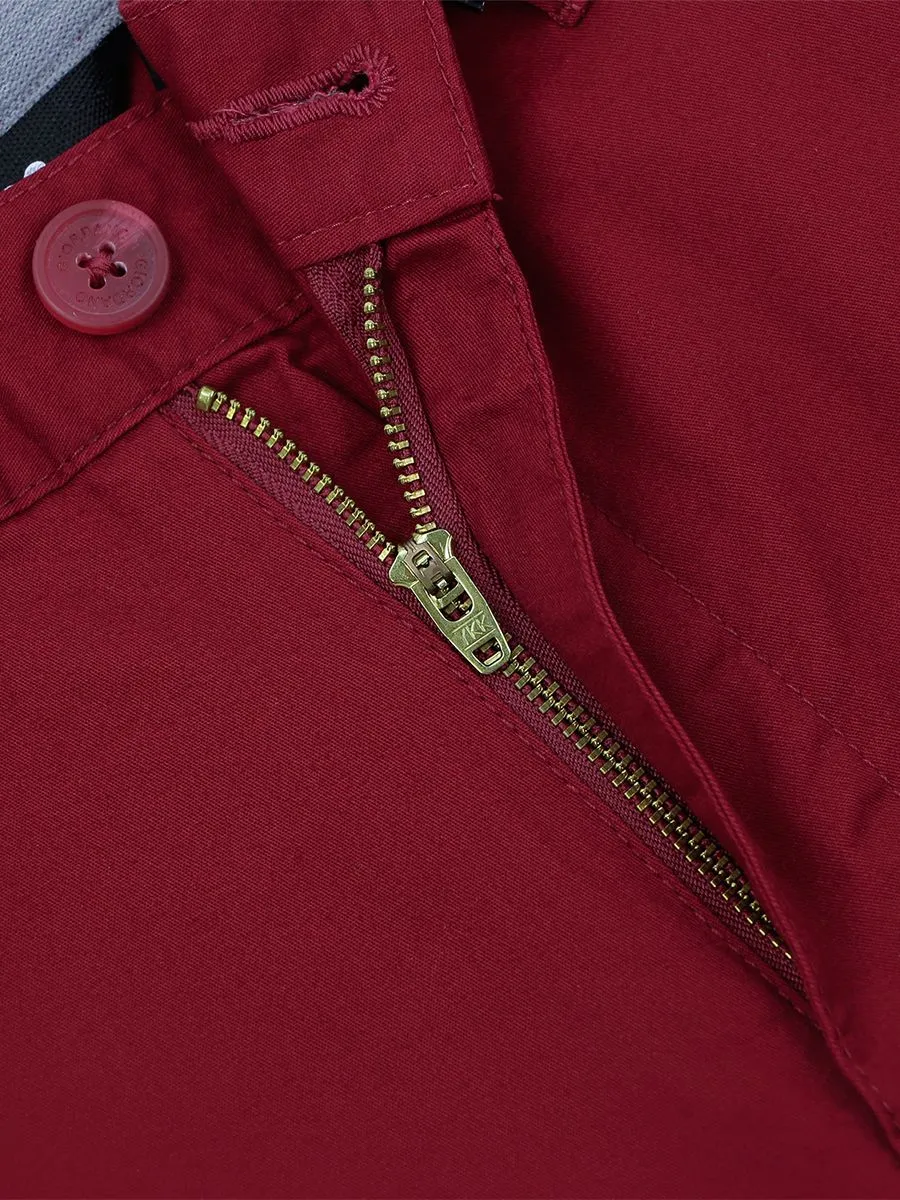 GIORDANO Men's Cotton Slim Hidden Comfort Bermuda (180° Expandable Waistband) Biking red