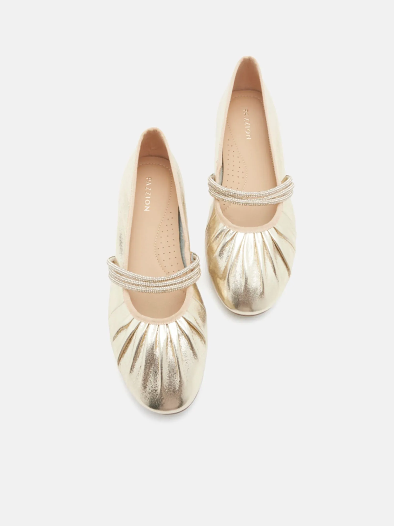 PAZZION Women Flat Shoes Elastic Strap Gold