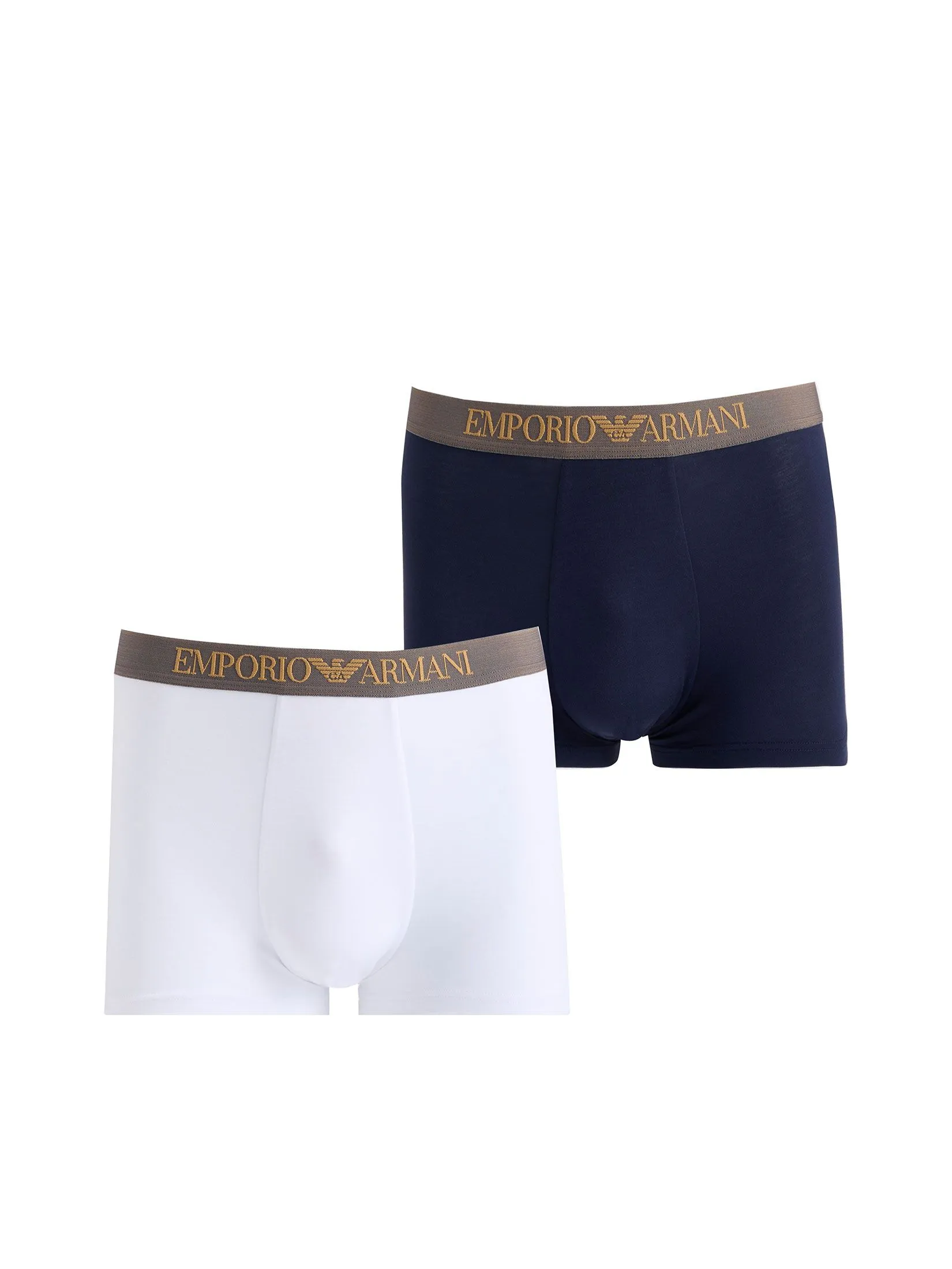 EMPORIO ARMANI Men Underwear Trunk Pack 2 pcs SS25 White/Armani Blu