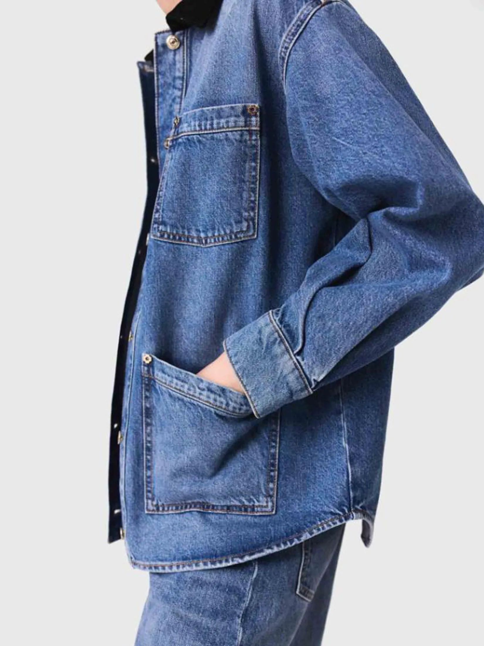 MAJE Women Jacket Faded Denim