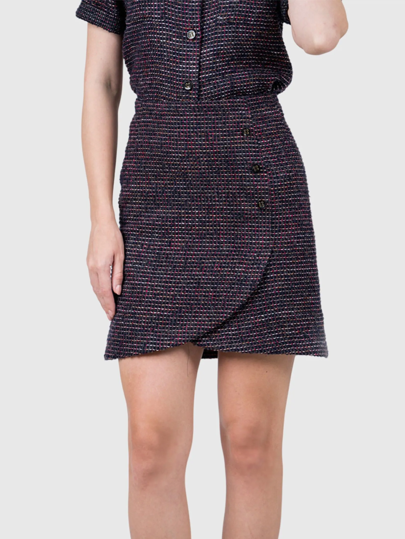 AMILA Women Skirt Wool Tweed Black