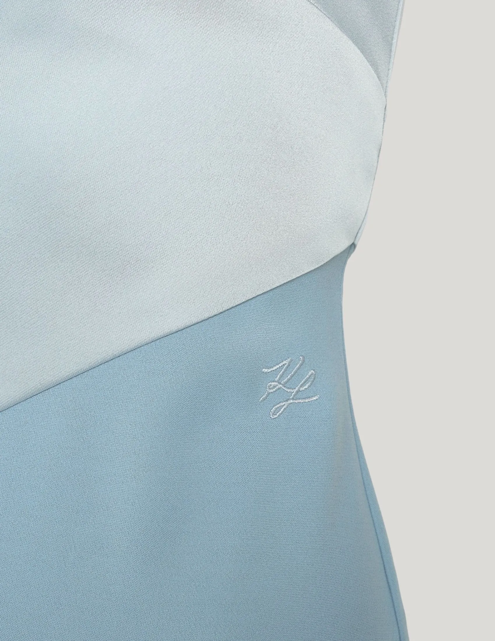 KARL LAGERFELD KARL CHARM SATIN WOMEN DRESS CASHMERE BLUE